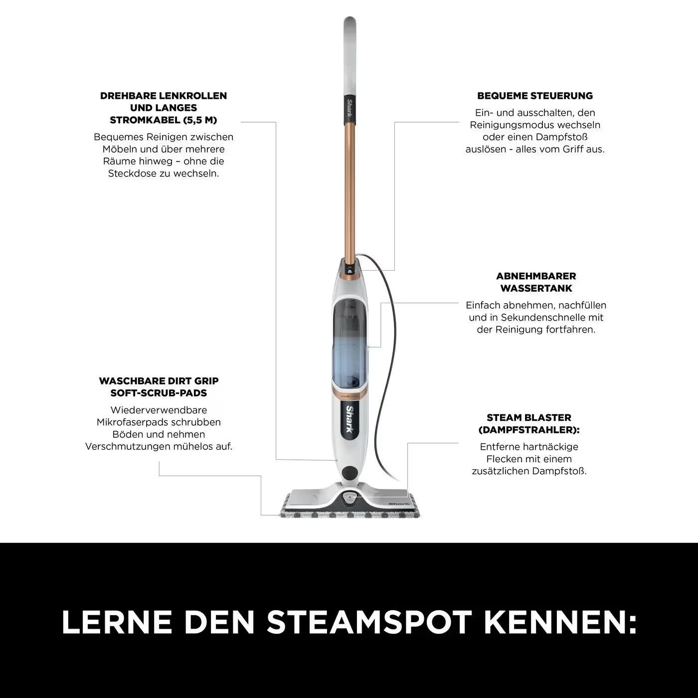 Shark SteamSpot mit Steam Blaster-Technologie