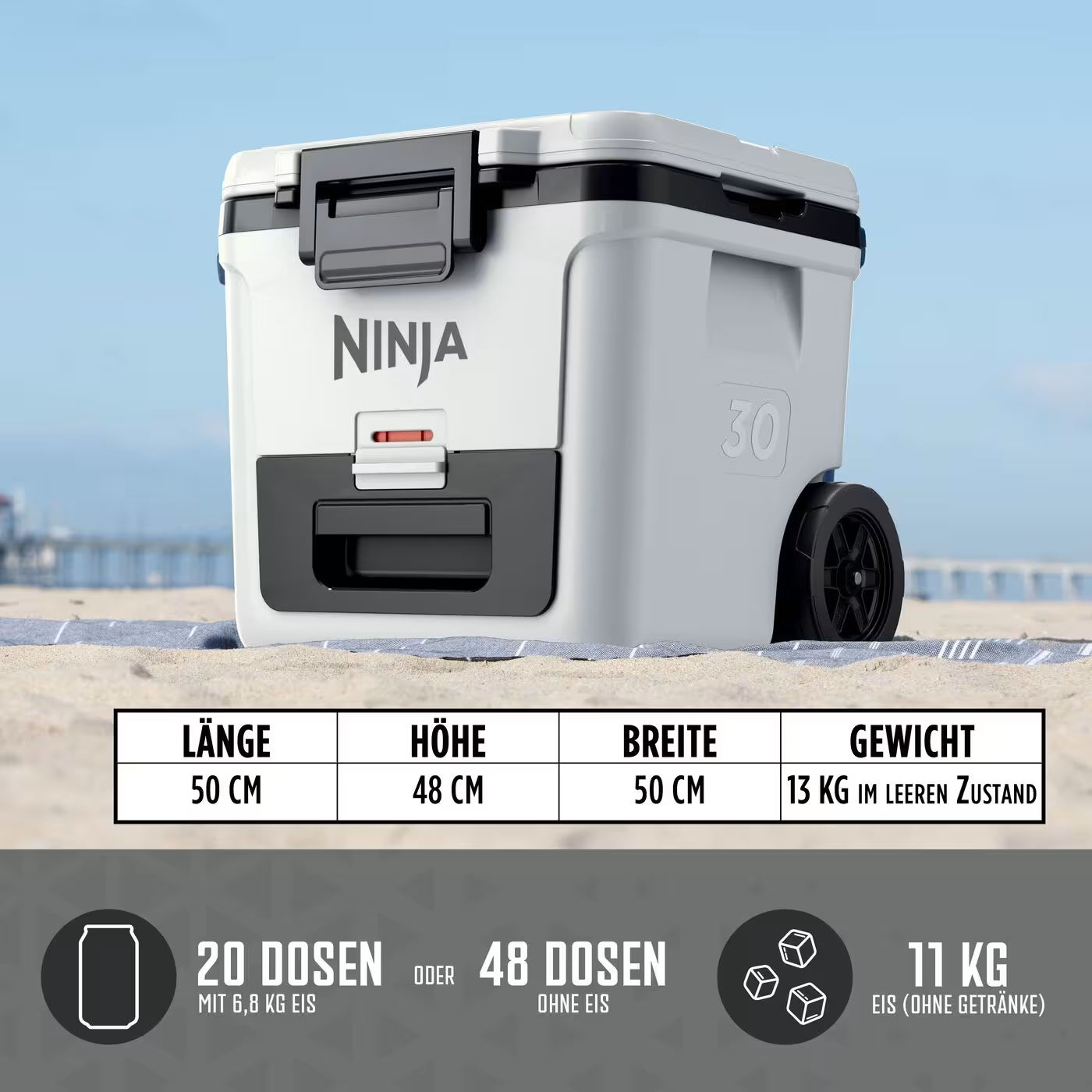 Ninja FrostVault 28L Kühlbox mit Rädern und Trockenzone