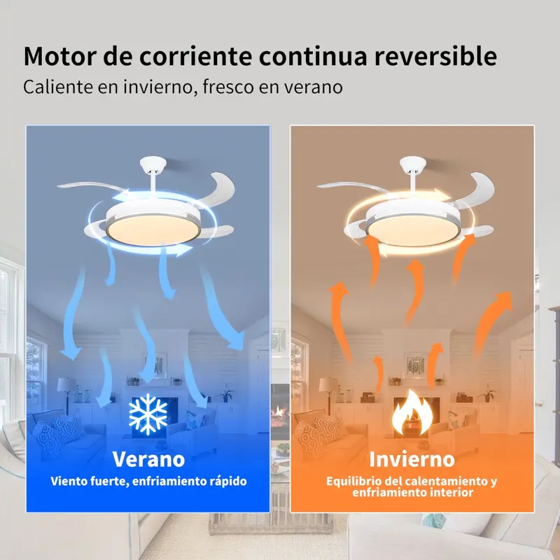 72W ceiling fan with 36W LED light + 36W DC, featuring 3 light temperature settings and a remote control