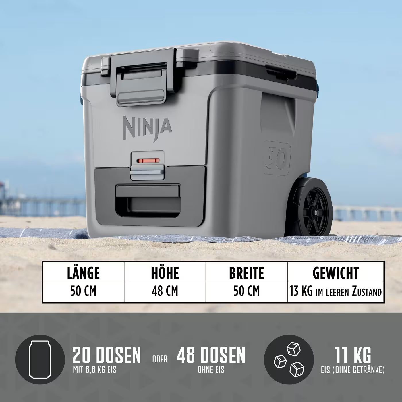 Ninja FrostVault 28L Kühlbox mit Rädern und Trockenzone