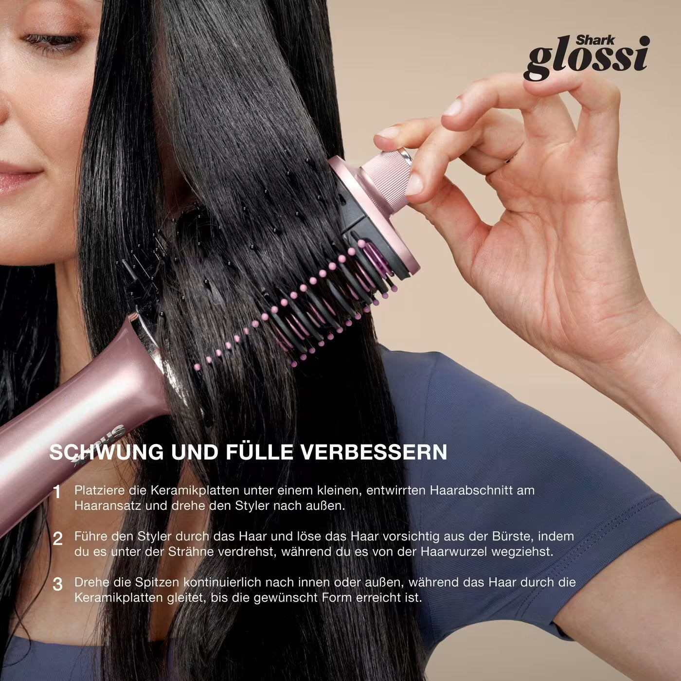 Shark Glossi 2-in-1 Warmluftbürste mit beheiztem Keramikkamm