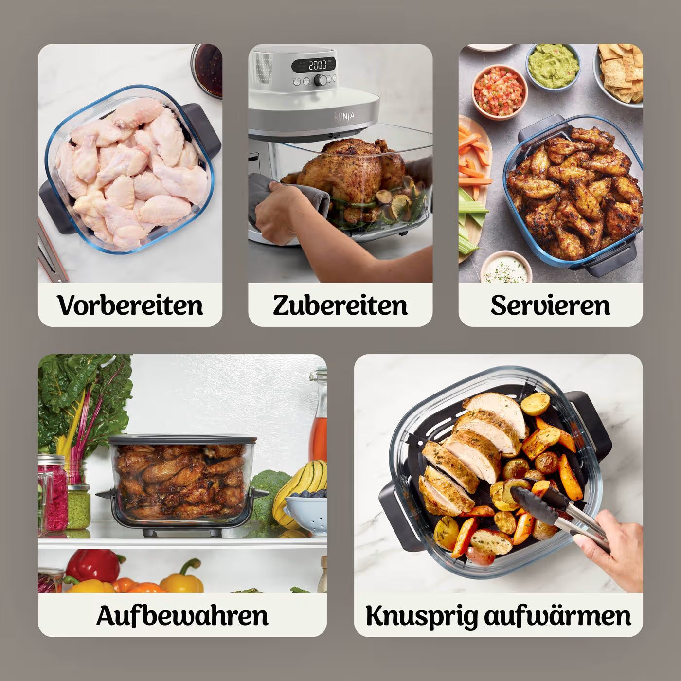 Ninja CRISPi PRO 7-in-1 Glas-Air-Fryer - Family Set - Beige