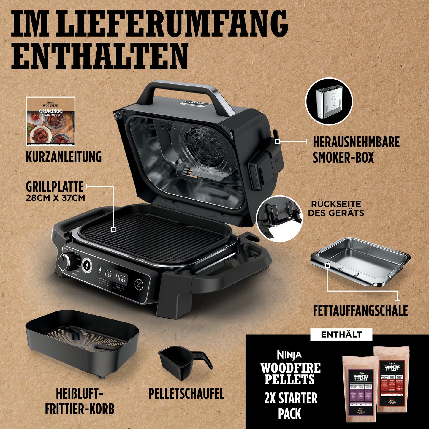 Ninja Woodfire Elektrischer Outdoor Grill & Smoker