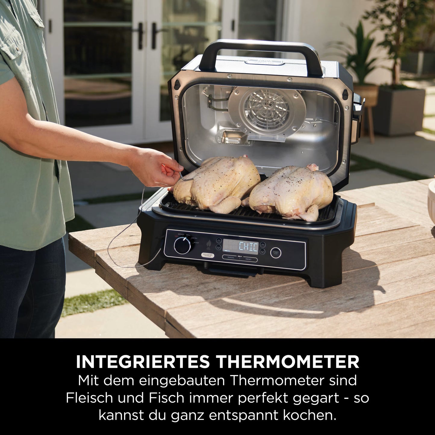Ninja Woodfire Pro XL Elektrischer Outdoor Grill & Smoker mit Smart Cook System