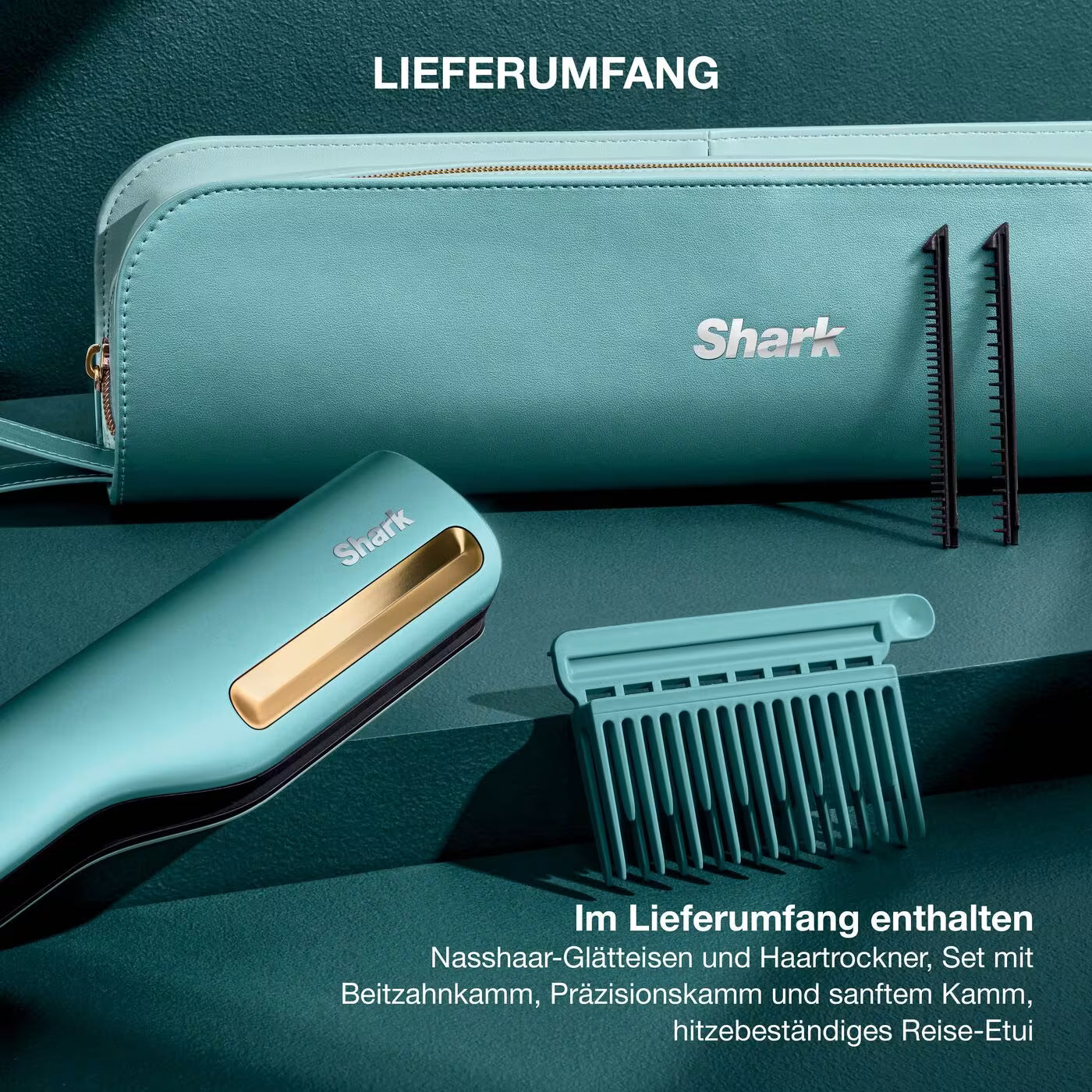 Shark SilkiPro Straight Glätteisen und Haartrockner - Blau