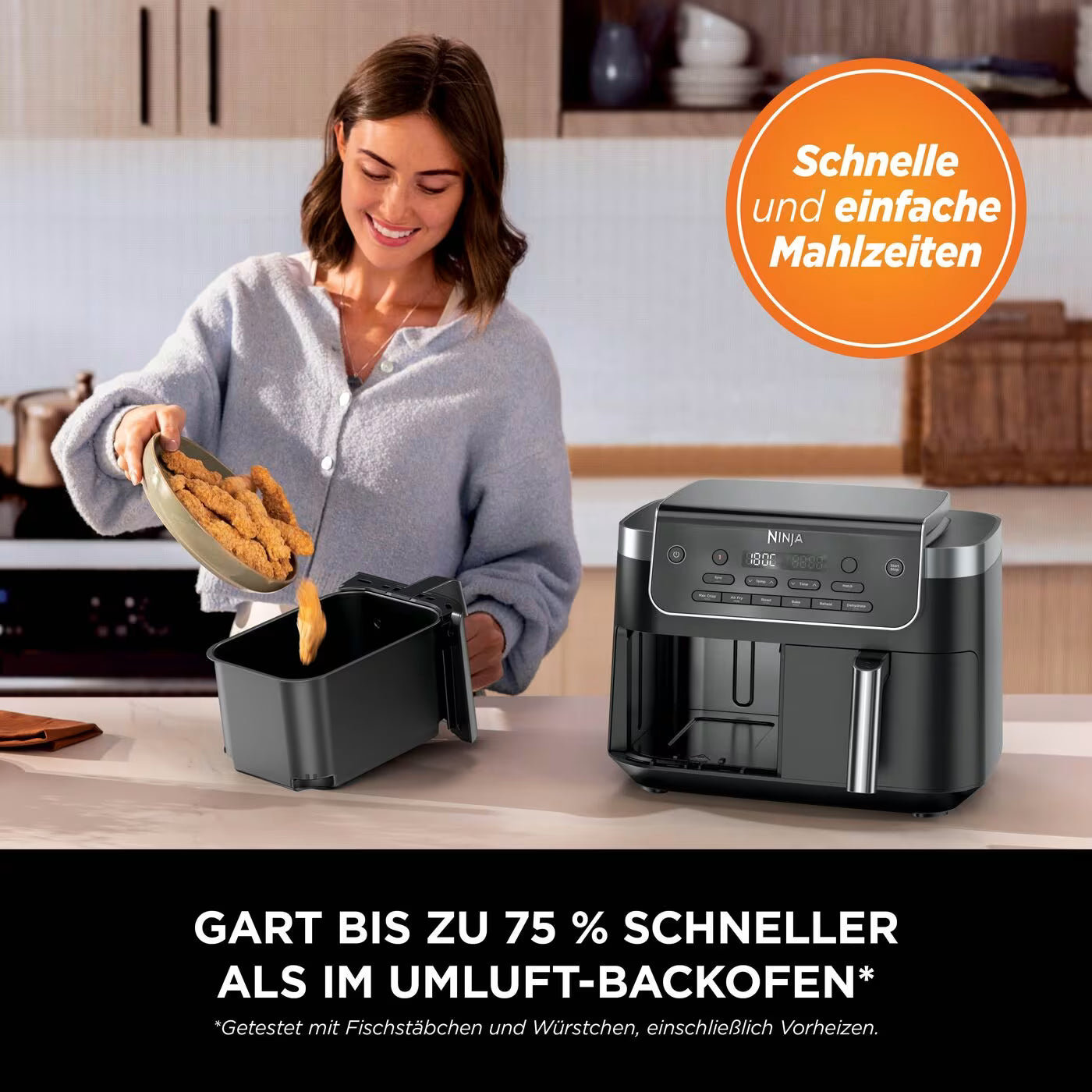 Ninja DualZone 7,6-l-Heißluftfritteuse mit 2 Schubladen
