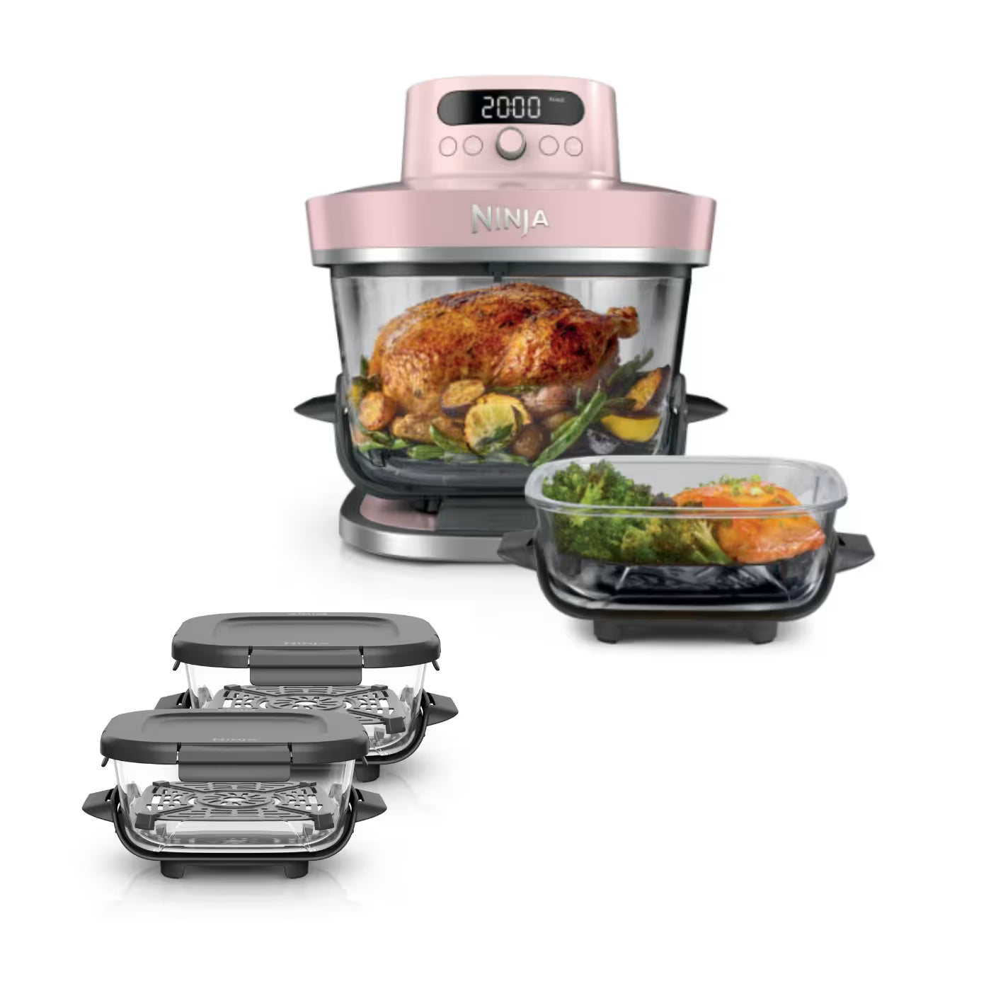 Ninja CRISPi PRO 7-in-1 Glas-Air-Fryer - Family Set - Rosa