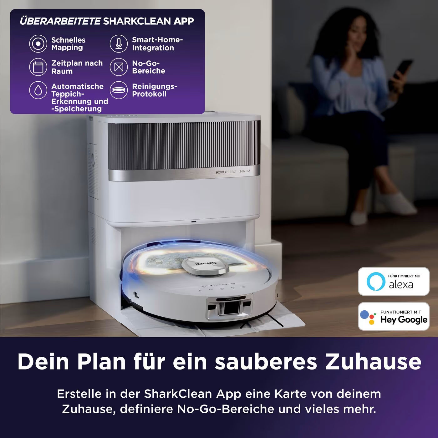 Shark PowerDetect UV Reveal 2-in-1 Saug- und Wischroboter – Weiß