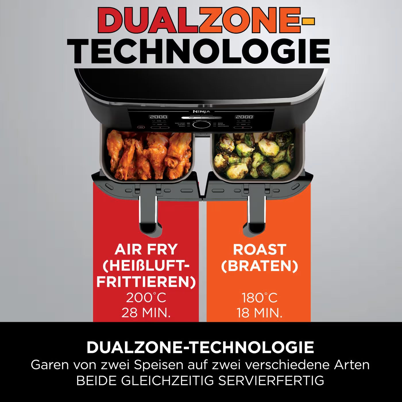 Ninja Foodi 4-in-1 Dual Zone Heißluftfritteuse 7,6 L