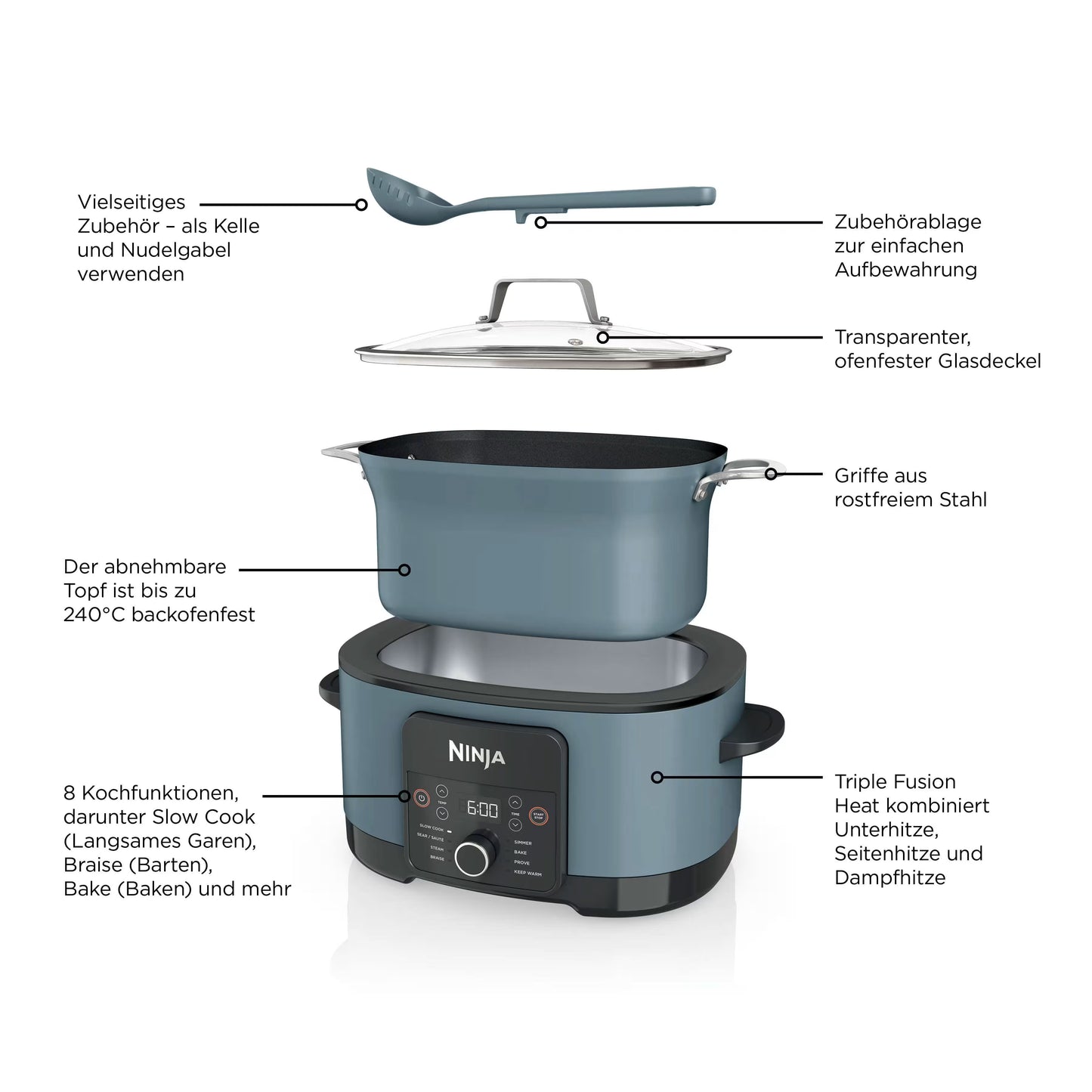 Ninja Foodi 8-in-1 PossibleCooker Digitaler Slow Cooker und Multikocher