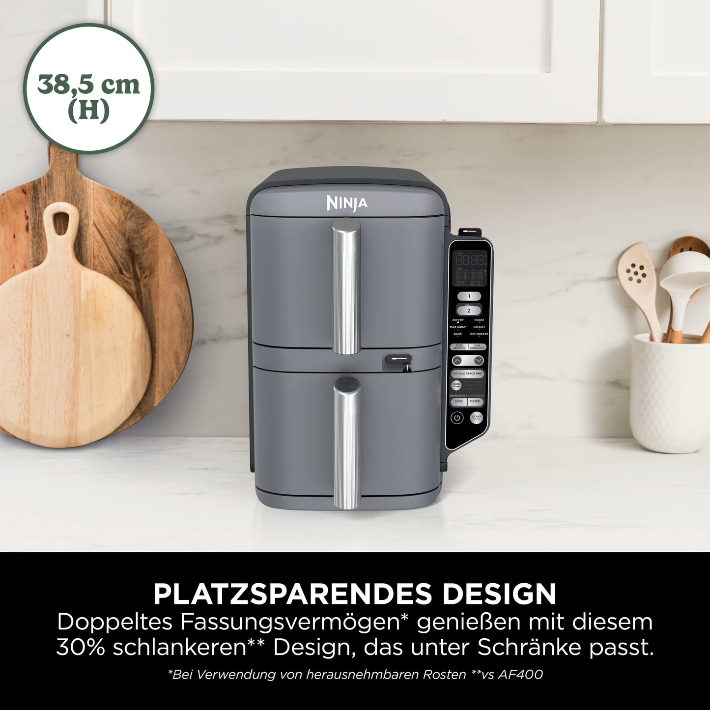 Ninja Double Stack XL 2-Ebenen Heißluftfritteuse 9,5 L mit Smart Cook System