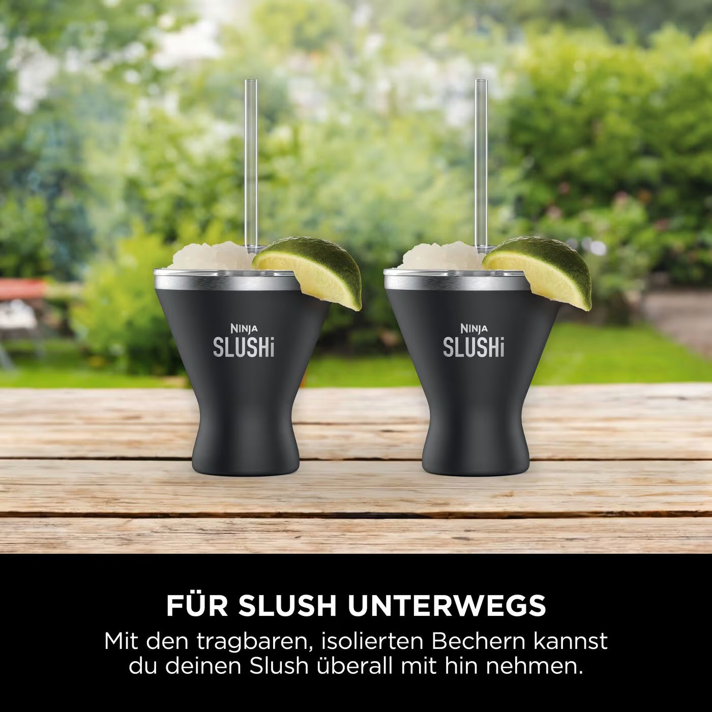 Ninja SLUSHi isolierter Cocktailbecher mit Deckel 2er-Set – Schwarz XSKMRG2BKEUK