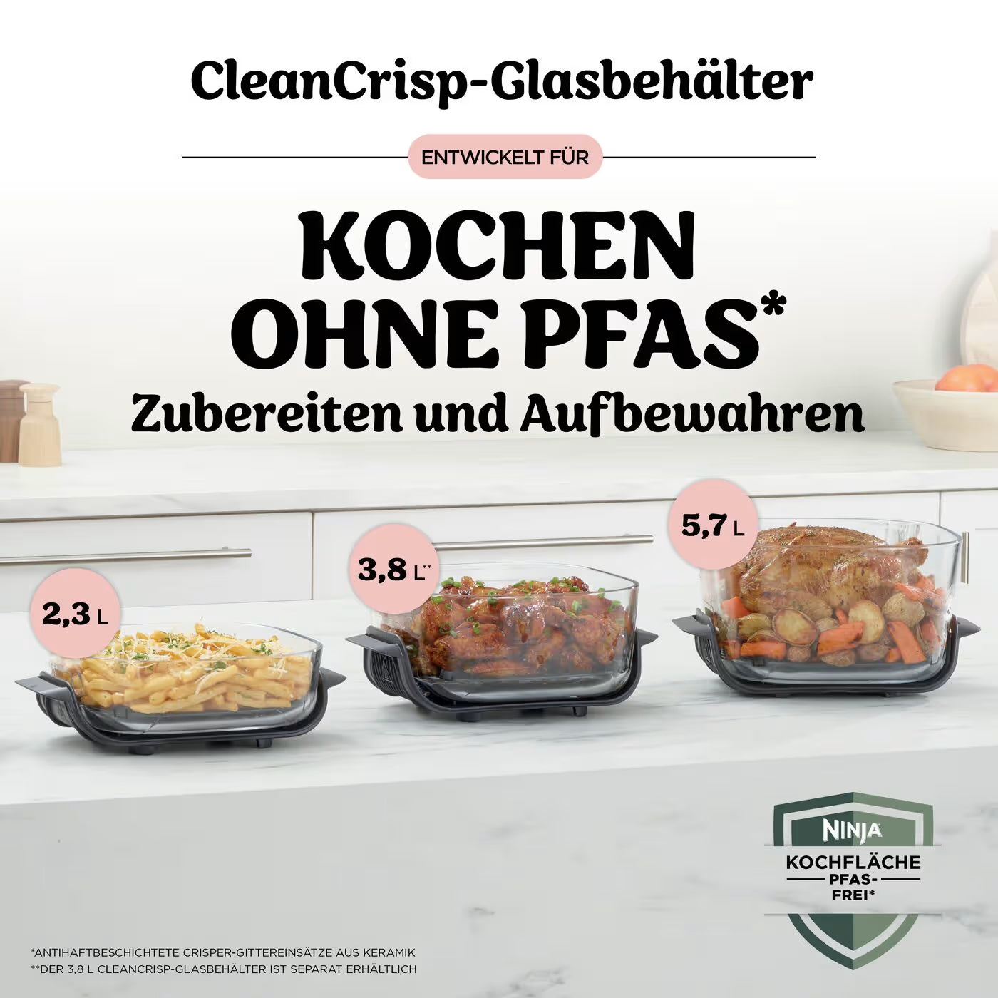 Ninja CRISPi PRO 7-in-1 Glas-Air-Fryer - Family Set - Rosa