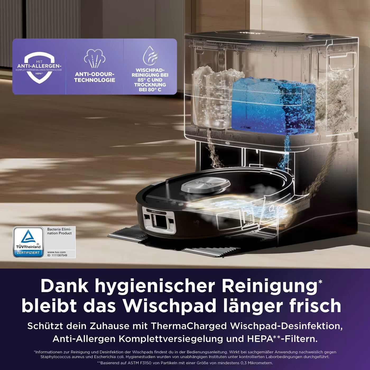 Shark PowerDetect UV Reveal 2-in-1 Saug- und Wischroboter – Schwarz