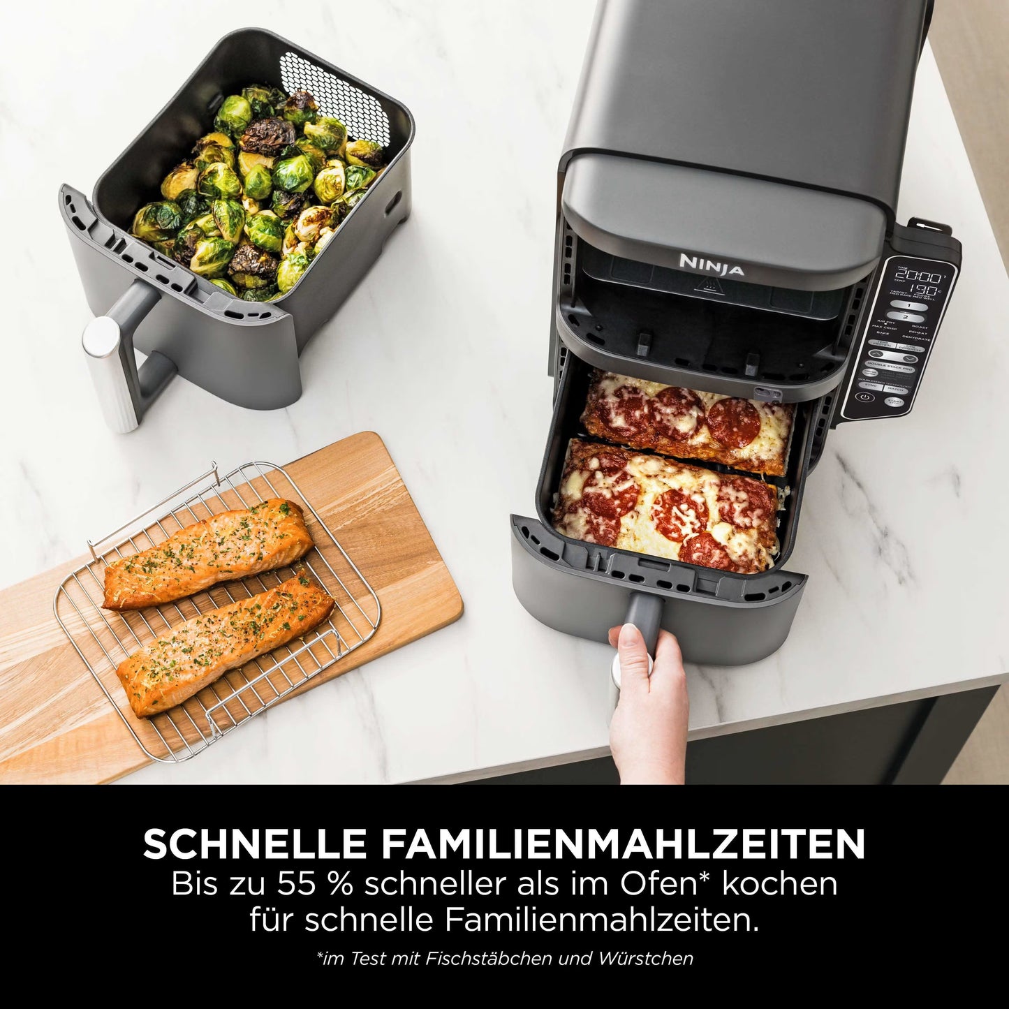 Ninja Double Stack XL 2-Ebenen Heißluftfritteuse 9,5 L mit Smart Cook System