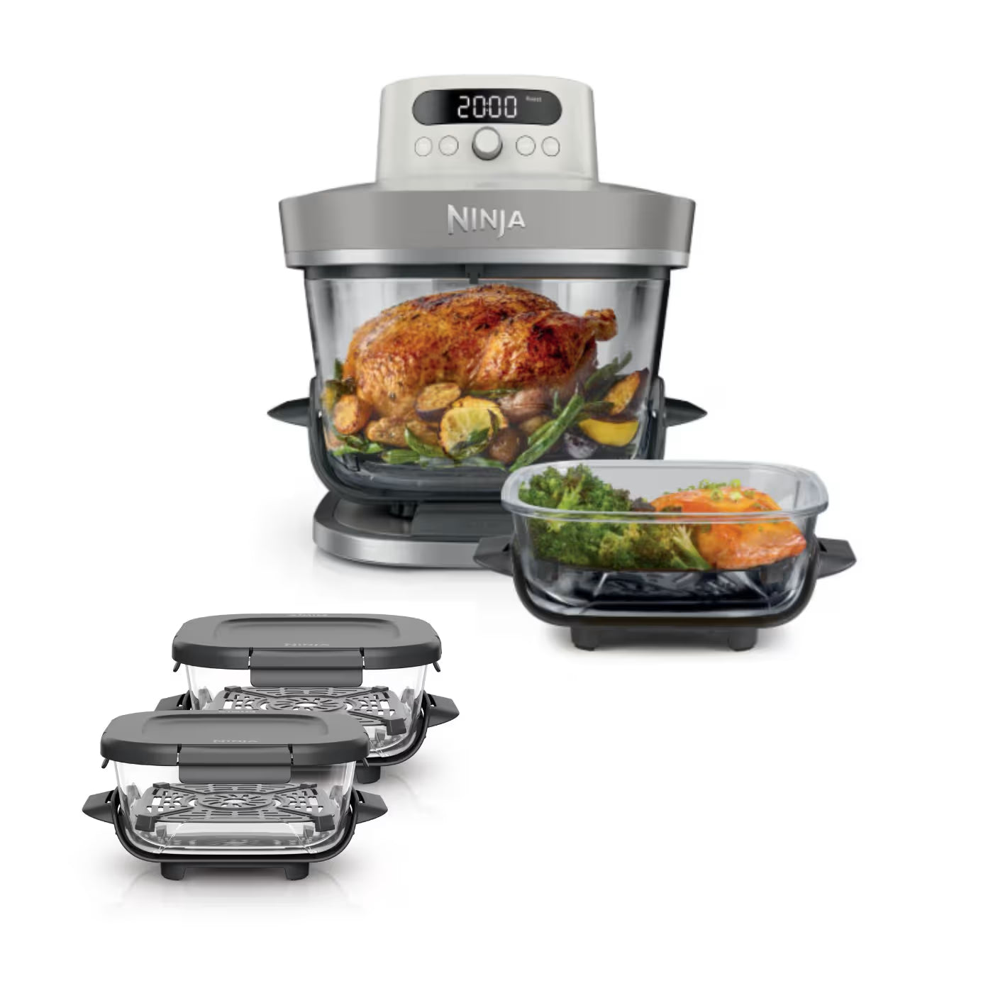 Ninja CRISPi PRO 7-in-1 Glas-Air-Fryer - Family Set - Beige