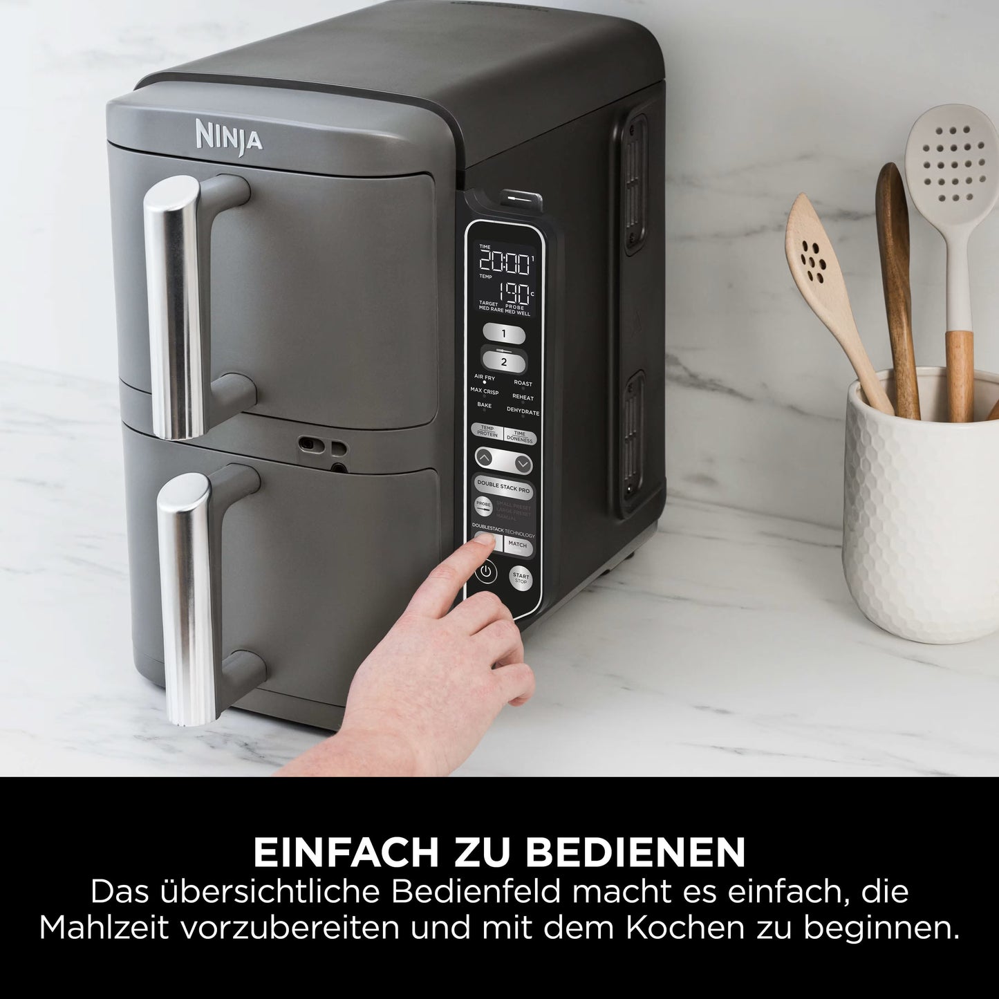 Ninja Double Stack XL 2-Ebenen Heißluftfritteuse 9,5 L mit Smart Cook System