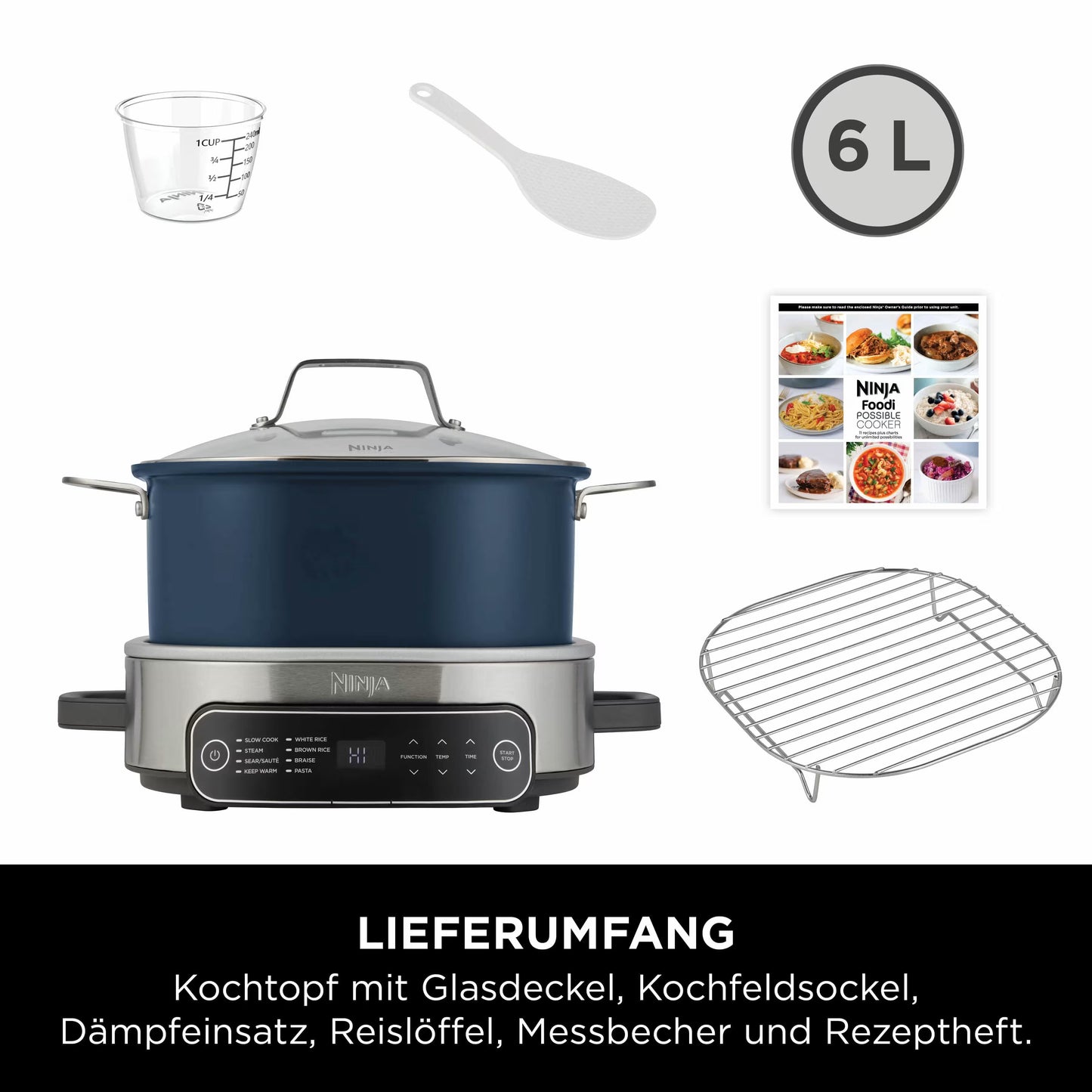 Ninja Foodi PossibleCooker (6 l), 8-in-1 digitaler Reis und Slow Cooker