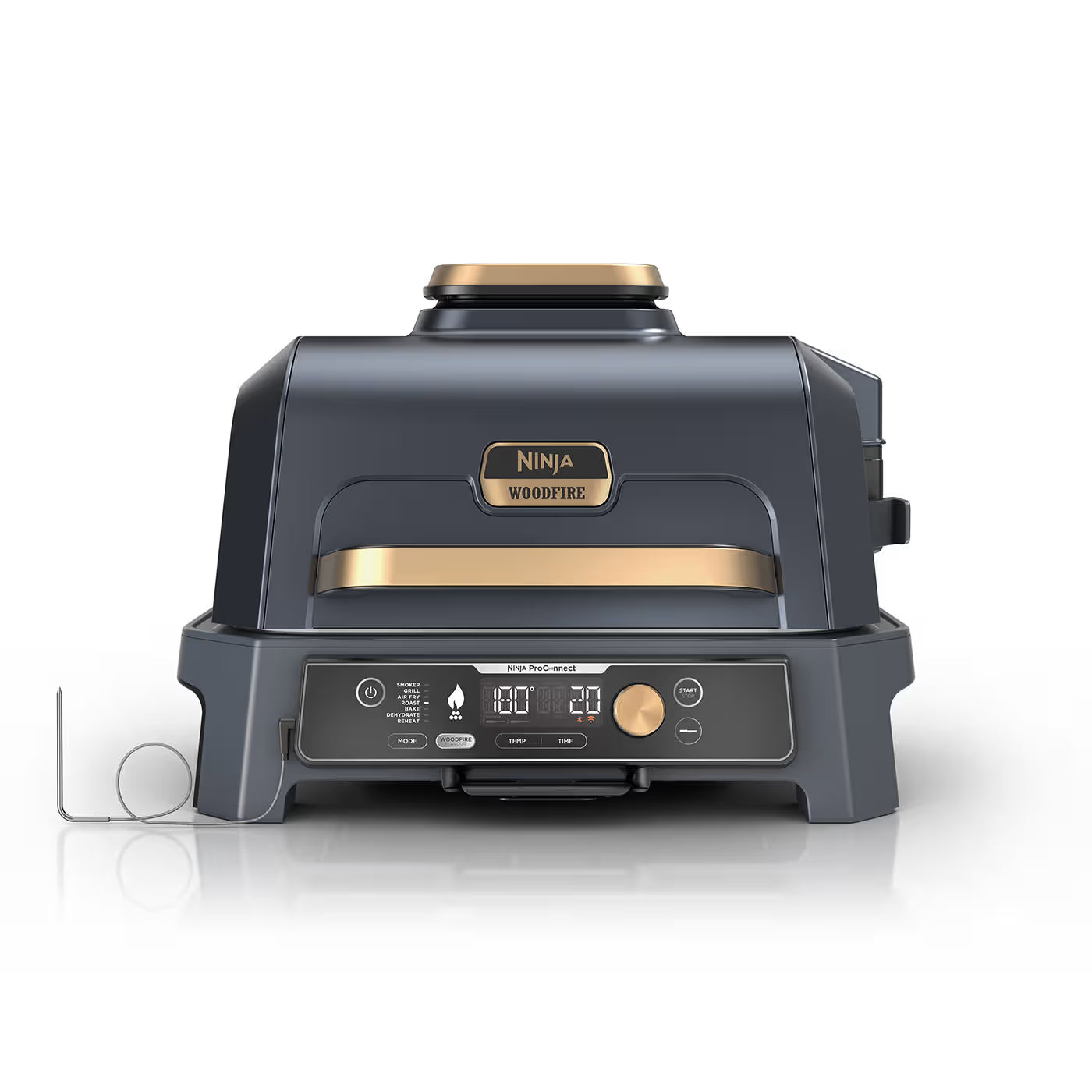 Ninja Woodfire Pro Connect XL Elektrischer Outdoor Grill & Smoker mit Abdeckung – Blau & Gold