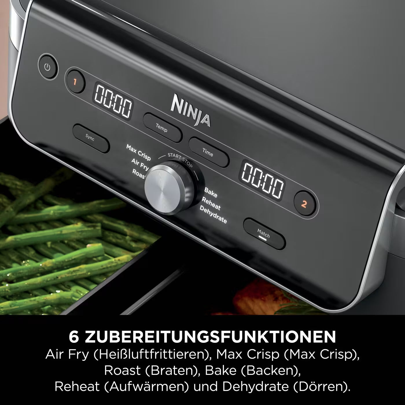 Ninja DualZone XL-Heißluftfritteuse mit 9,5 l Fassungsvermögen und 2 Schubladen