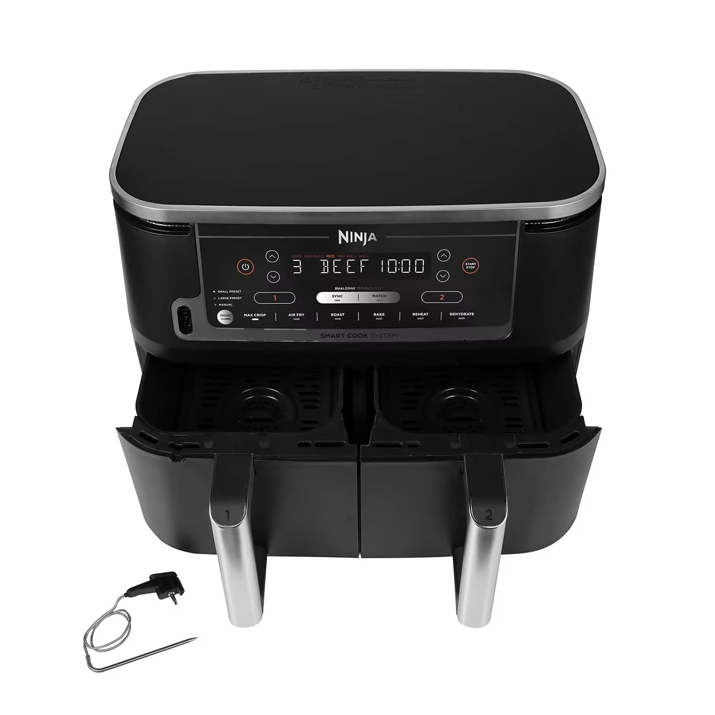 Ninja Foodi MAX Dual Zone Heißluftfritteuse mit digitalem Bratenthermometer