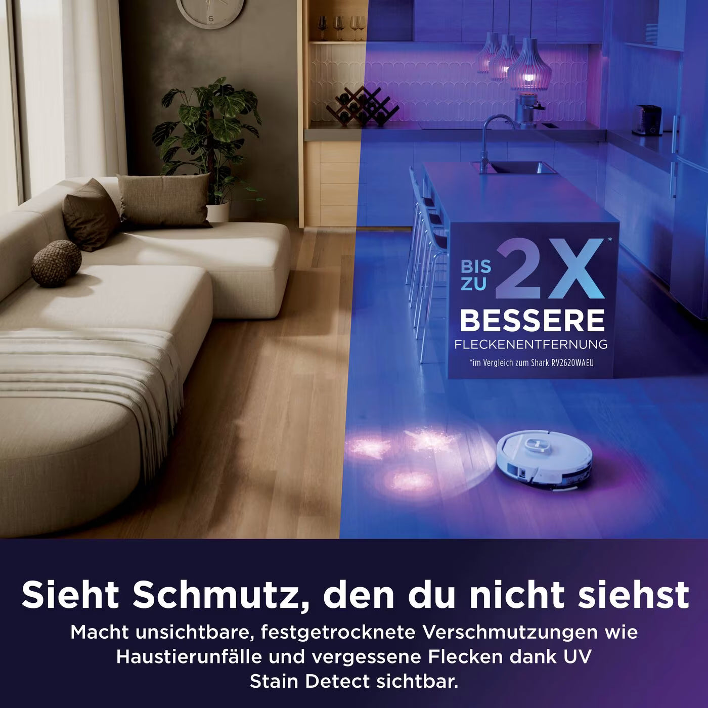 Shark PowerDetect UV Reveal 2-in-1 Saug- und Wischroboter – Weiß