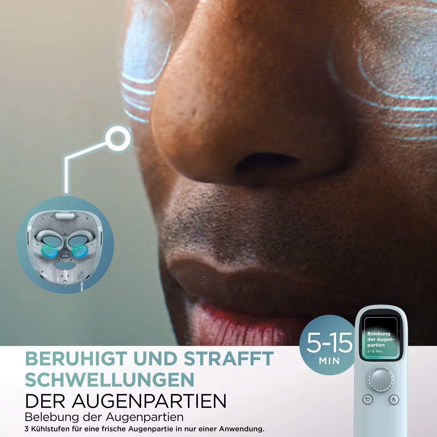 Shark CryoGlow LED-Maske + Kühlung der Augenpartie