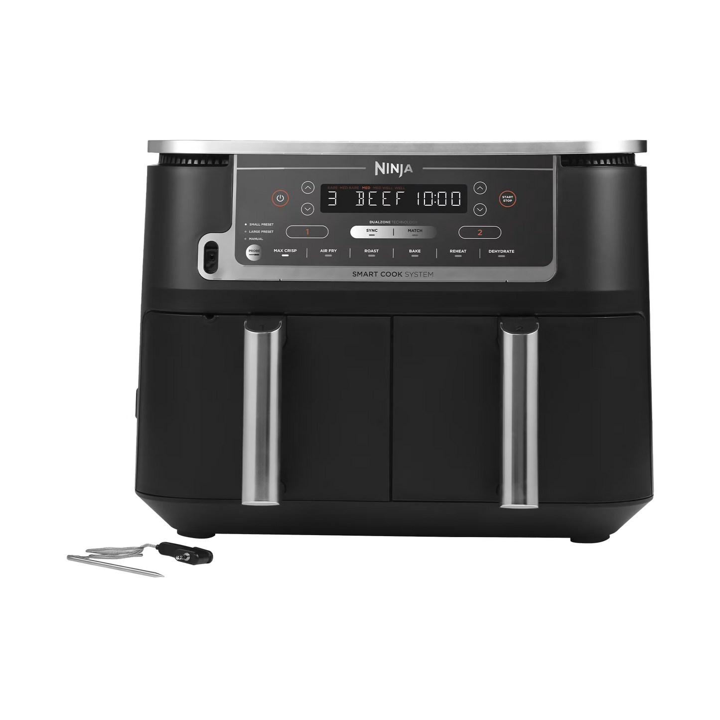 Ninja Foodi MAX Dual Zone Heißluftfritteuse mit digitalem Bratenthermometer
