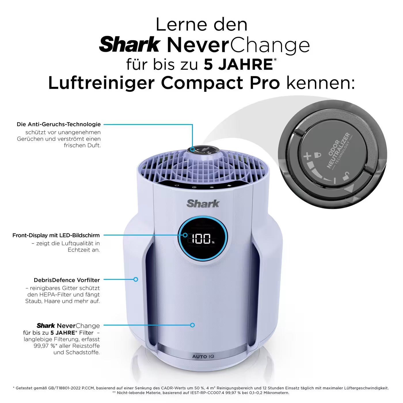 Shark NeverChange Luftreiniger Compact Pro für bis zu 5 Jahre