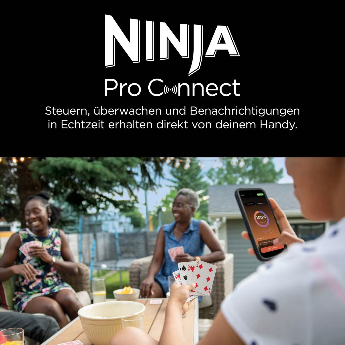 Ninja Woodfire Pro Connect XL Elektrischer Outdoor Grill & Smoker mit Abdeckung – Grün & Gold