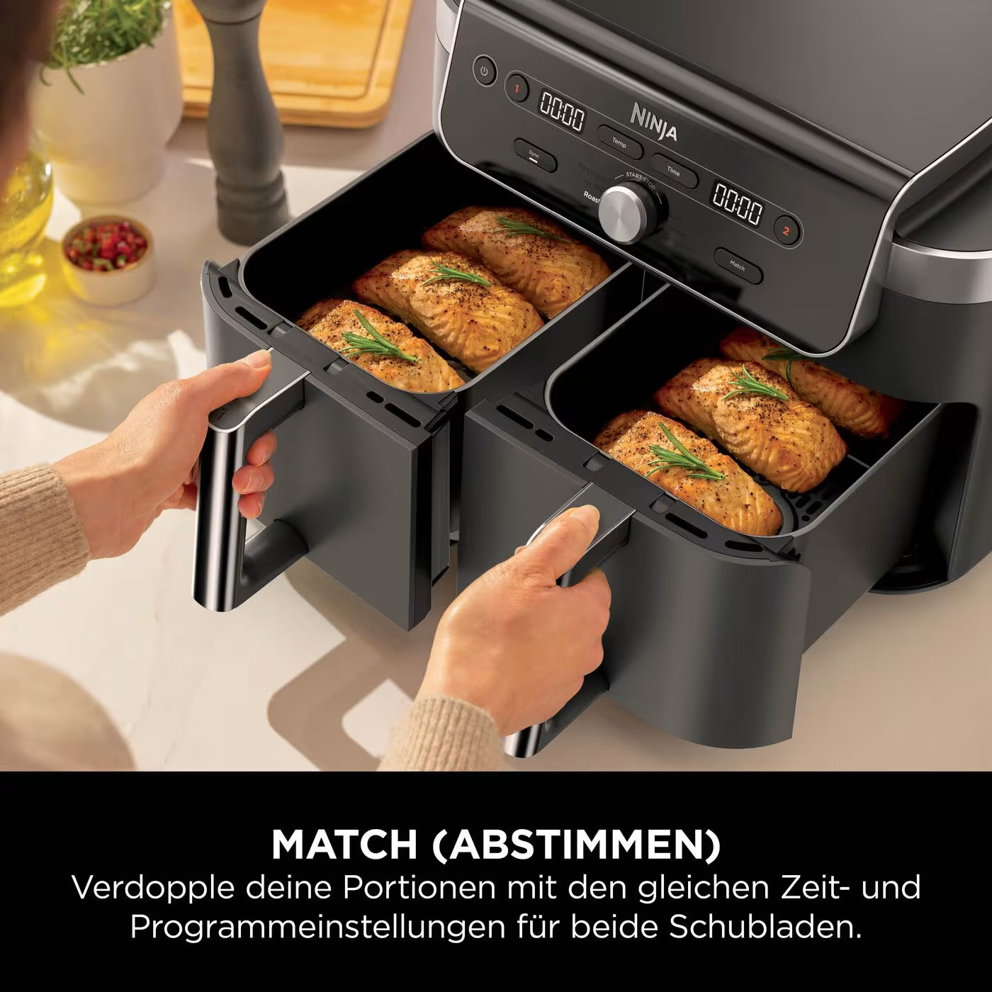 Ninja DualZone XL-Heißluftfritteuse mit 9,5 l Fassungsvermögen und 2 Schubladen