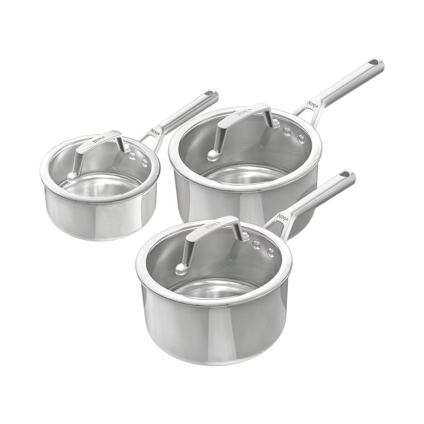 Ninja EverClad 3-teiliges Topf-Set aus Edelstahl mit Deckel