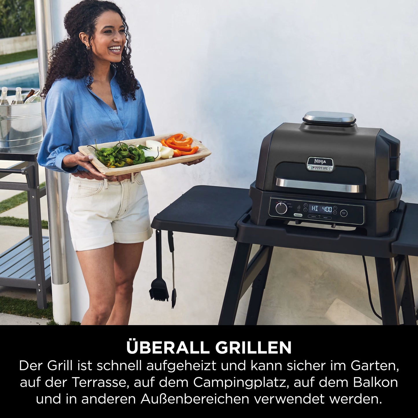 Ninja Woodfire Pro XL Elektrischer Outdoor Grill & Smoker mit Smart Cook System