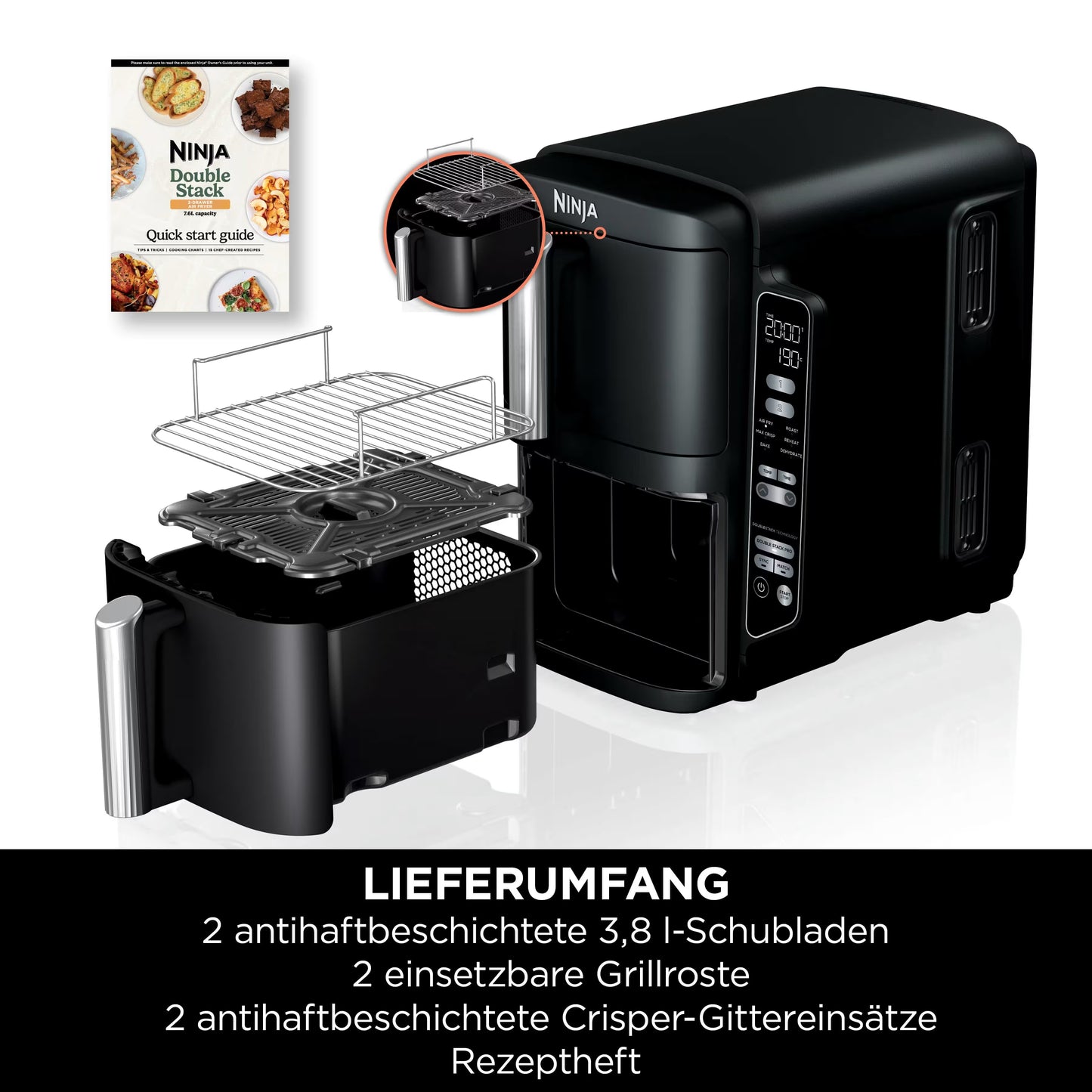 Ninja Double Stack 2-Ebenen Heißluftfritteuse 7,6 L