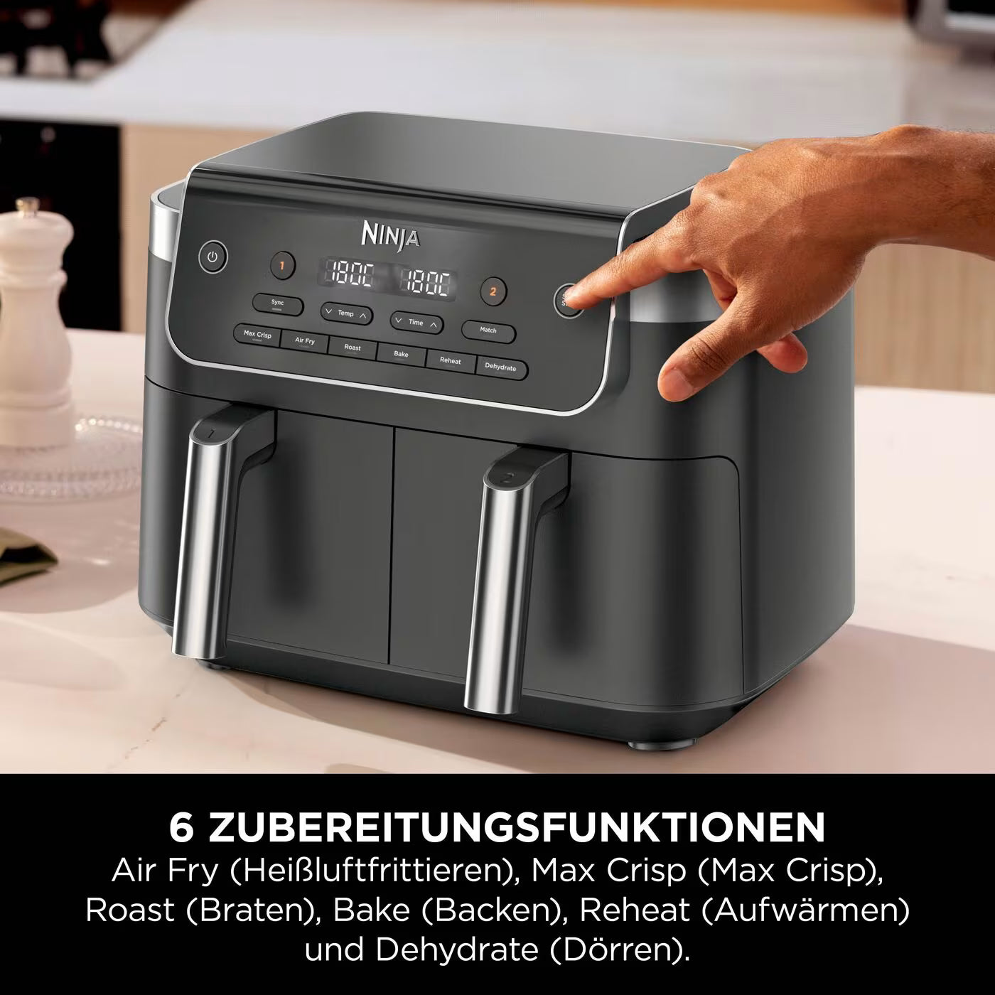 Ninja DualZone 7,6-l-Heißluftfritteuse mit 2 Schubladen