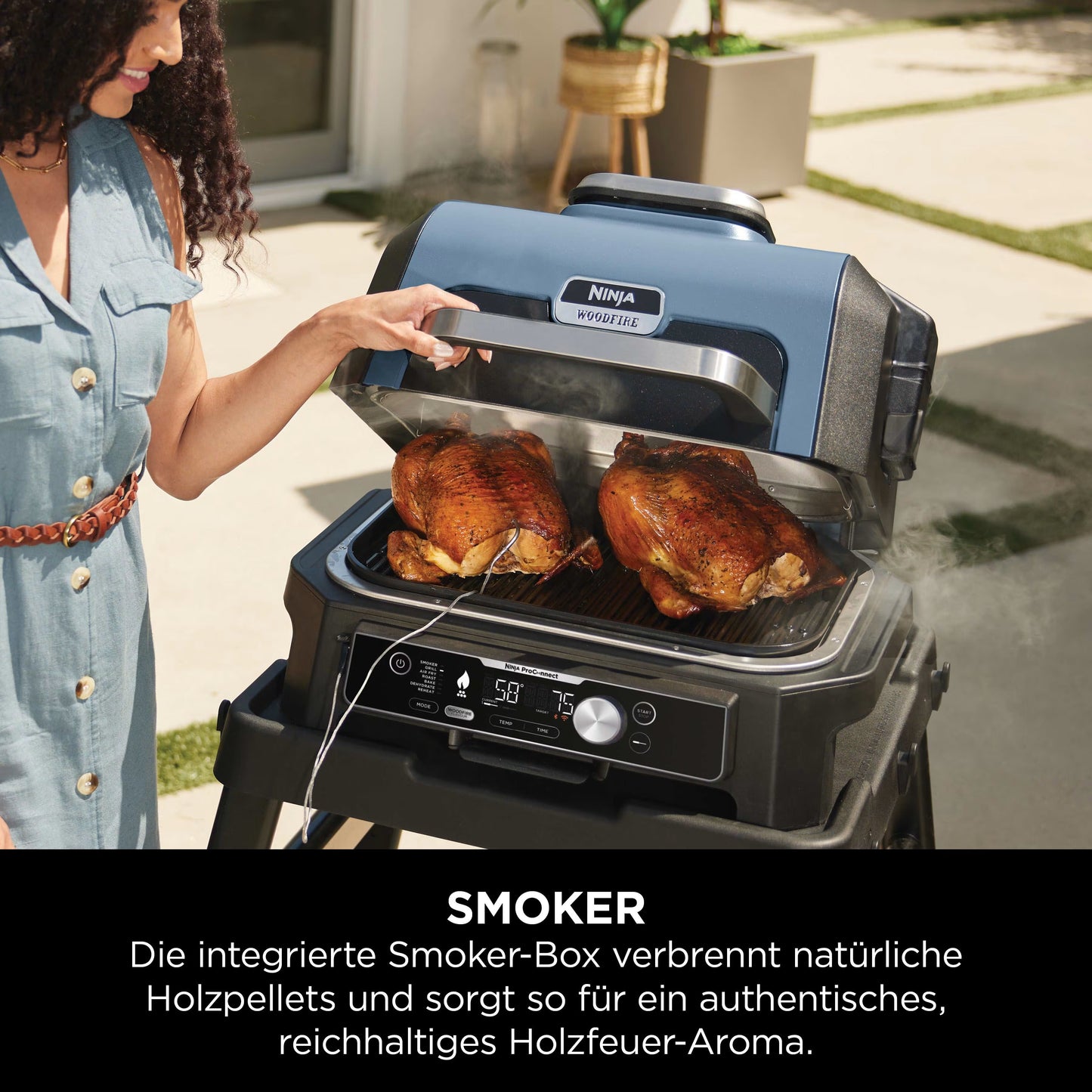 Ninja Woodfire Pro Connect XL Elektrischer Outdoor Grill & Smoker