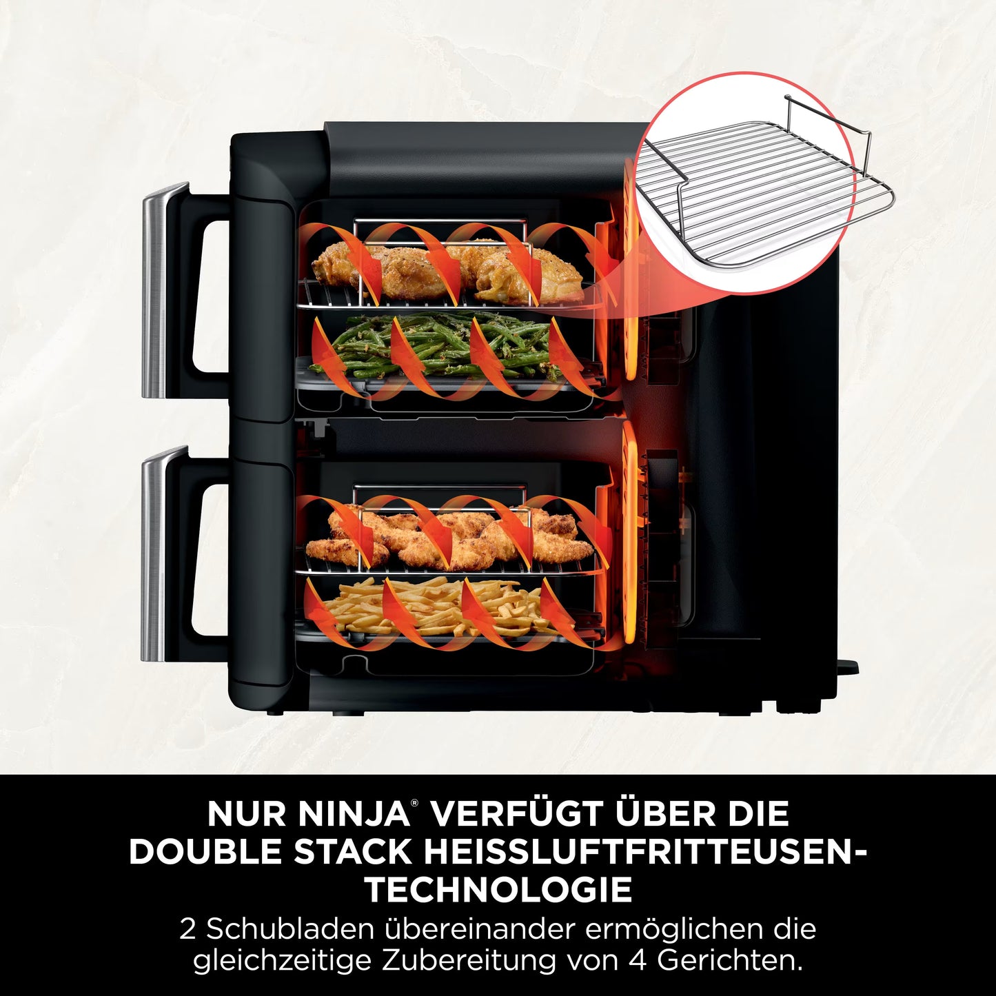 Ninja Double Stack 2-Ebenen Heißluftfritteuse 7,6 L