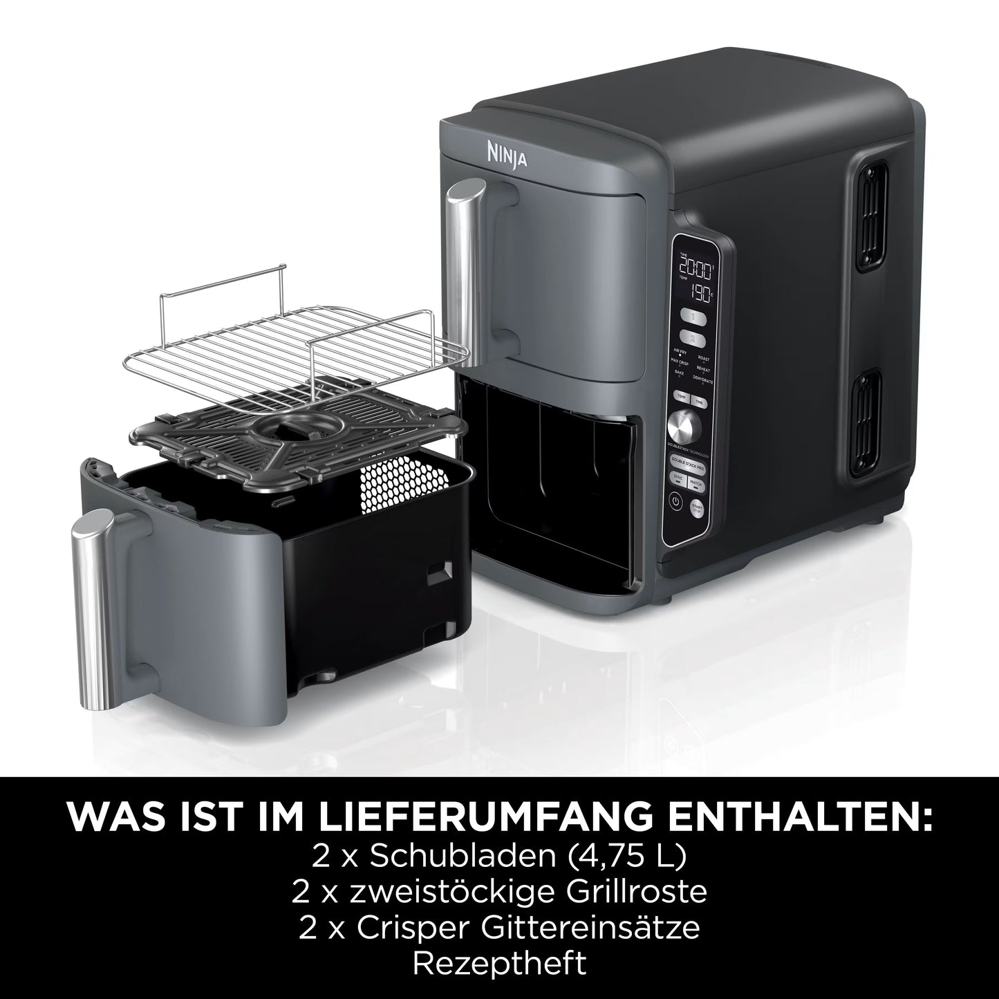 Ninja Double Stack XL 2-Ebenen Heißluftfritteuse 9,5 L