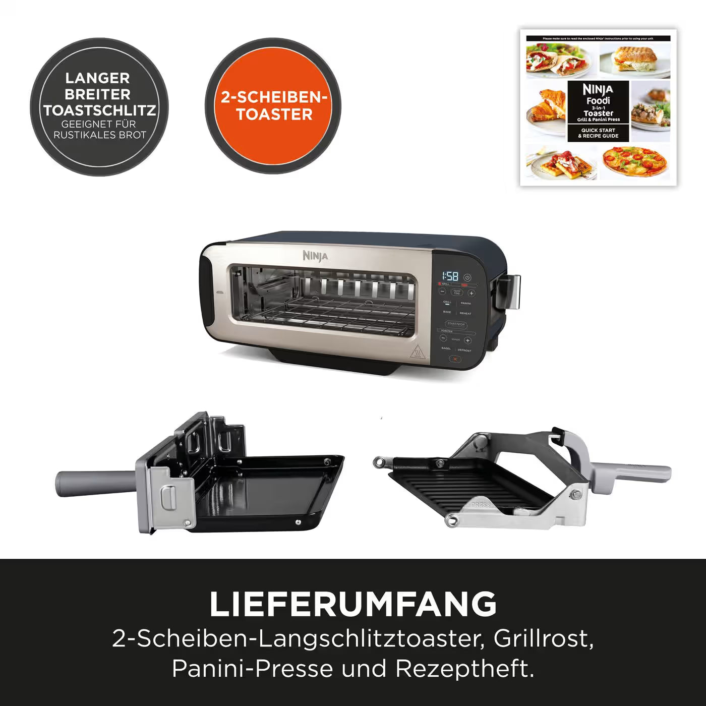 Ninja Foodi 3-in-1 Toaster, Grill & Panini-Presse
