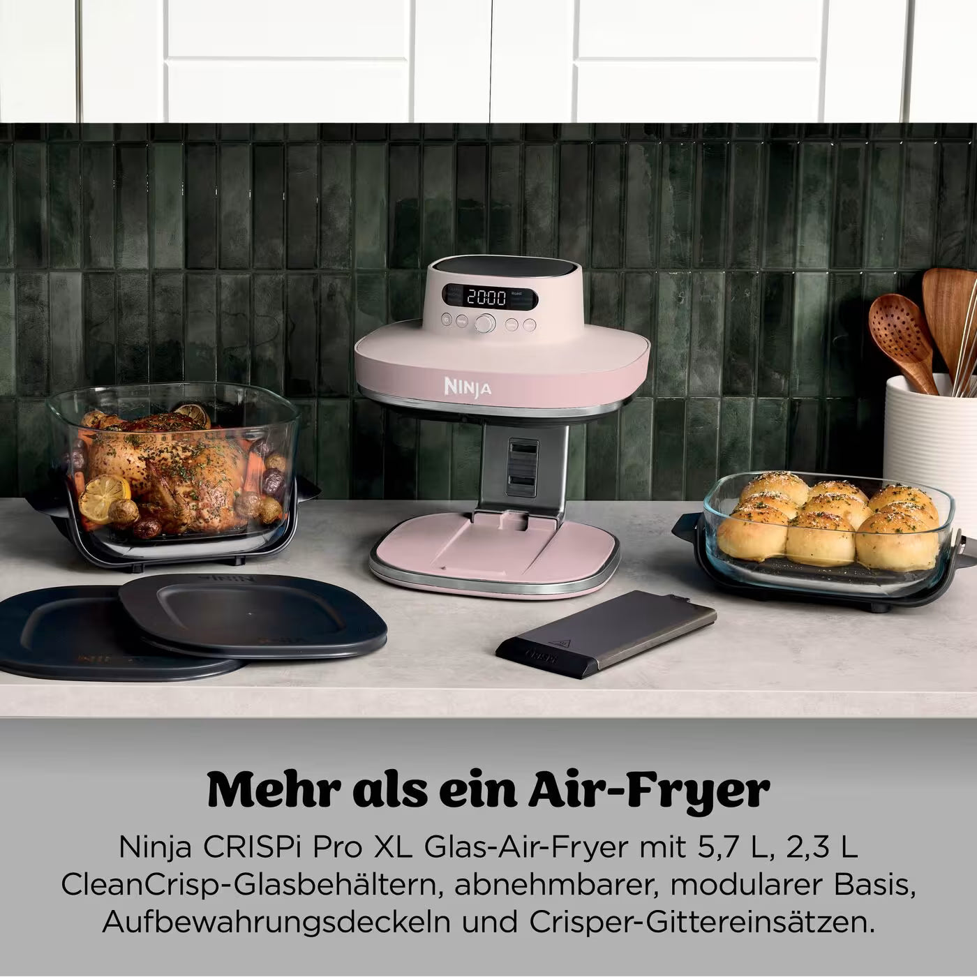 Ninja CRISPi PRO 7-in-1 Glas-Air-Fryer - Family Set - Rosa
