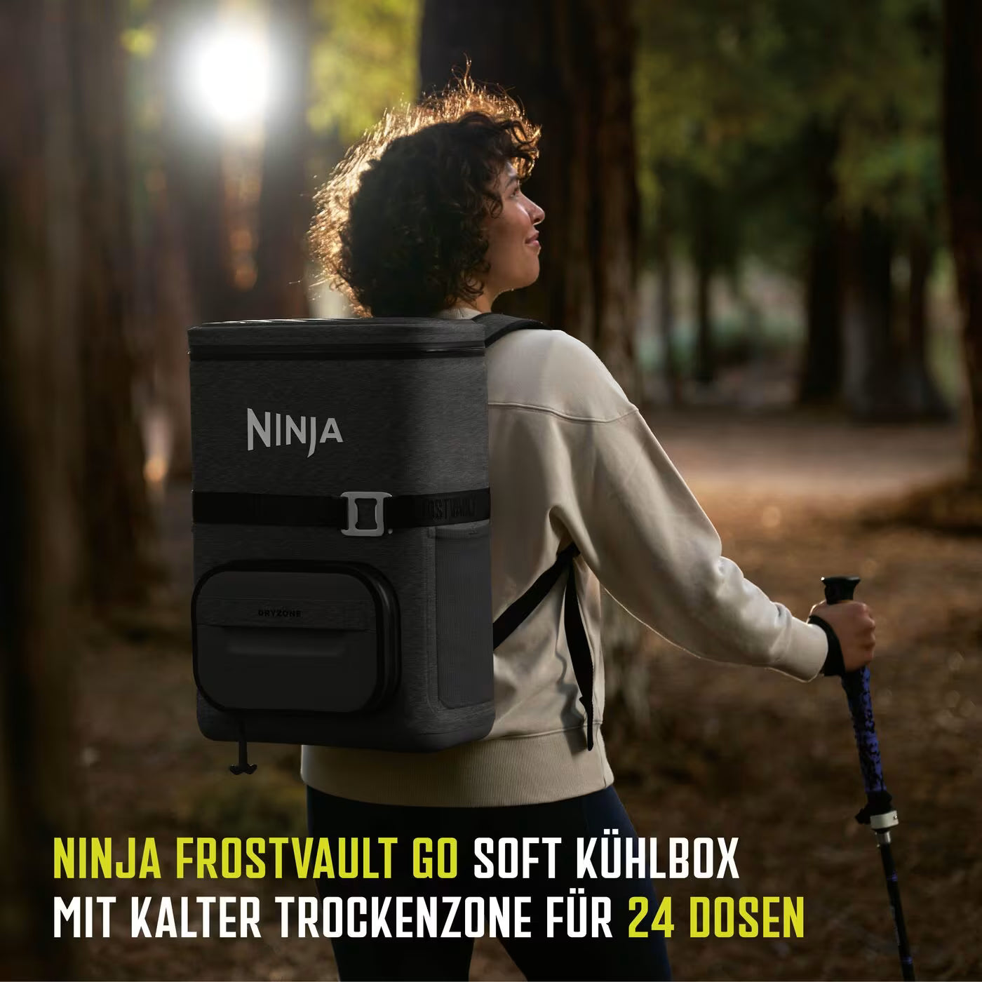 Ninja Outdoor FrostVault Go flexibler 17-Liter-Kühlrucksack für 24 Dosen mit kalter Trockenzone, Anthrazitgrau
