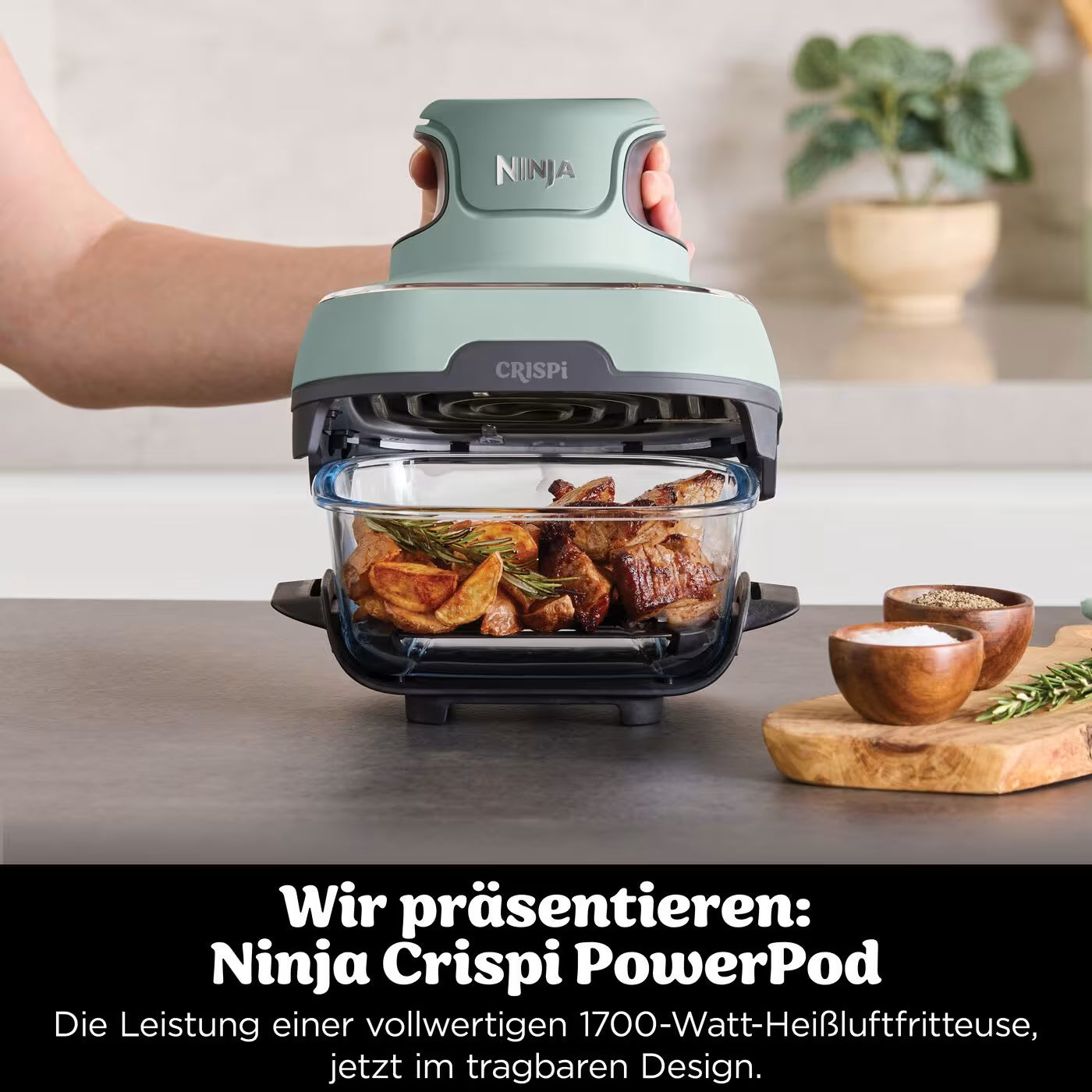 Ninja CRISPi 4-in-1 Tragbare Glas-Heißluftfritteuse
