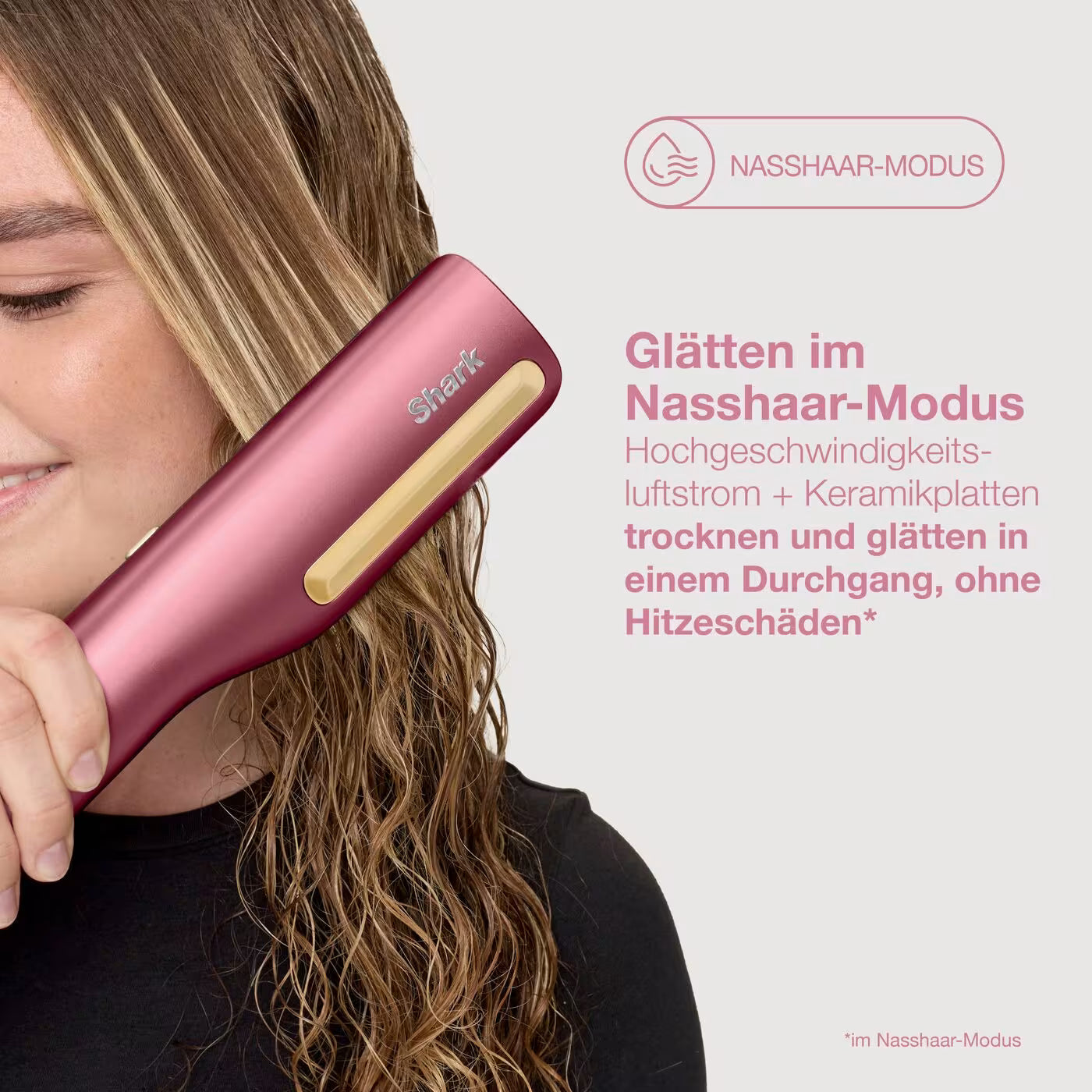 Shark SilkiPro Straight Glätteisen und Haartrockner - Rosa