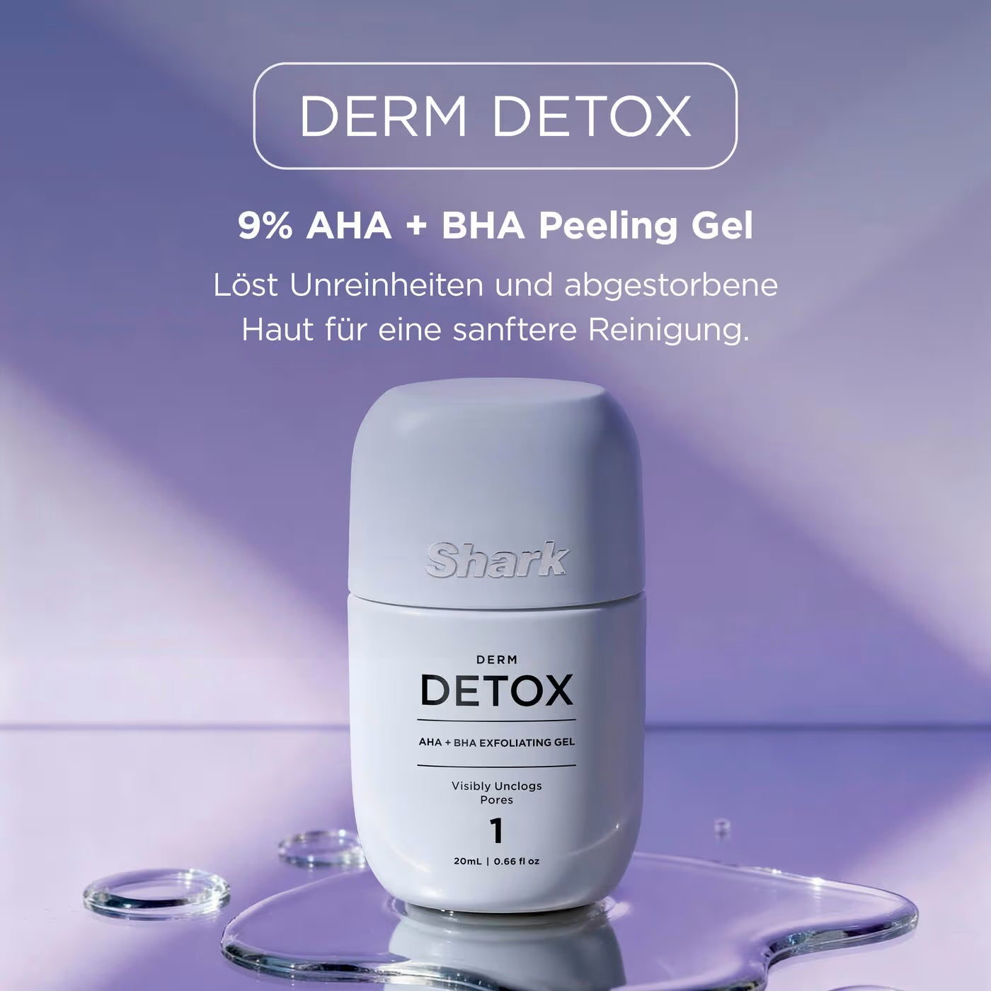 Shark FacialPro Glow + DePuffi Hydro-Powered Facial System für zu Hause – Spa Purple