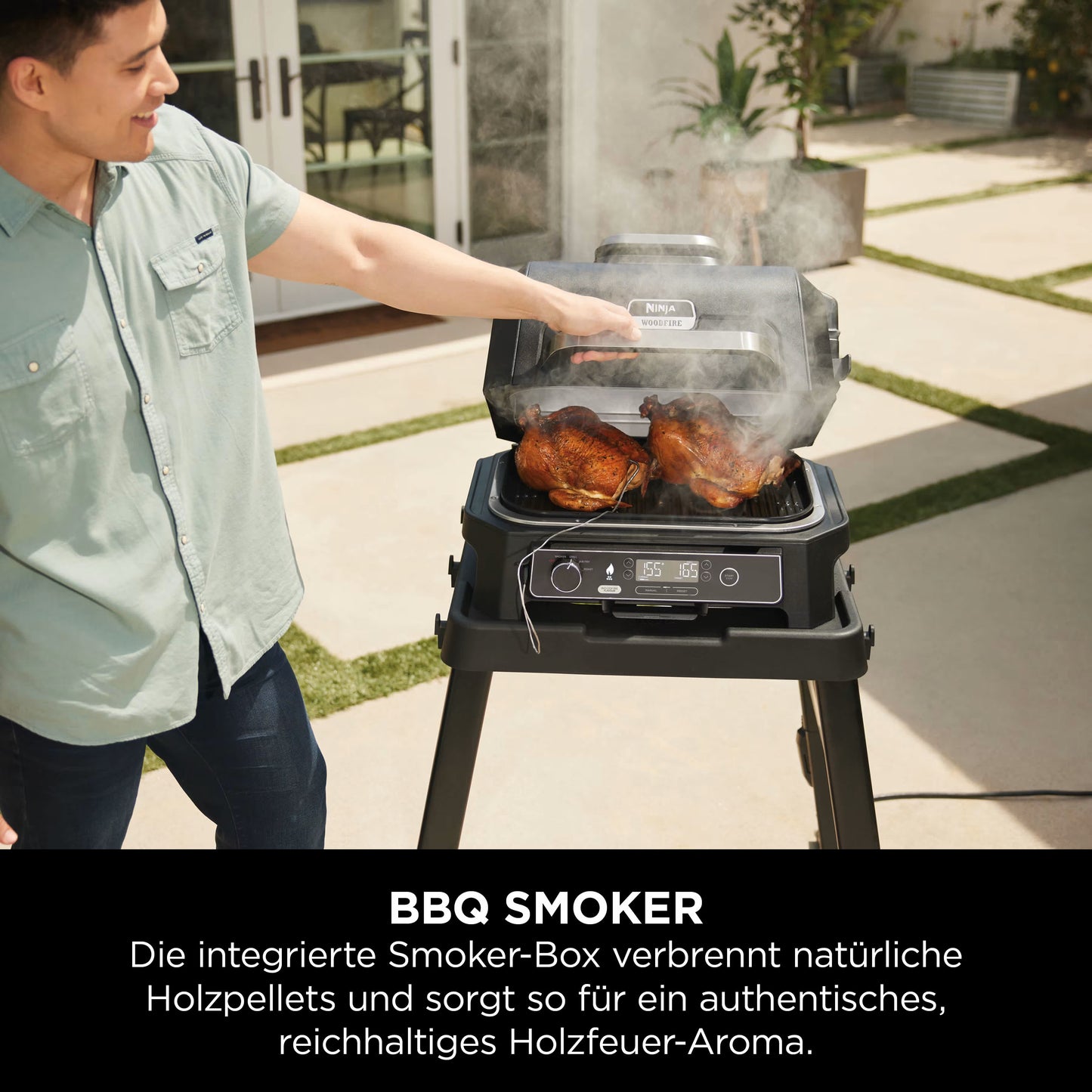 Ninja Woodfire Pro XL Elektrischer Outdoor Grill & Smoker mit Smart Cook System