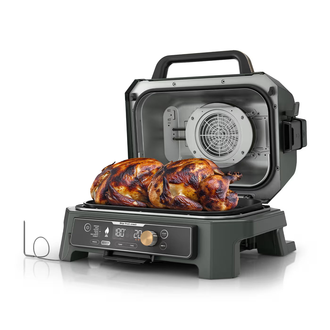 Ninja Woodfire Pro Connect XL Elektrischer Outdoor Grill & Smoker mit Abdeckung – Grün & Gold