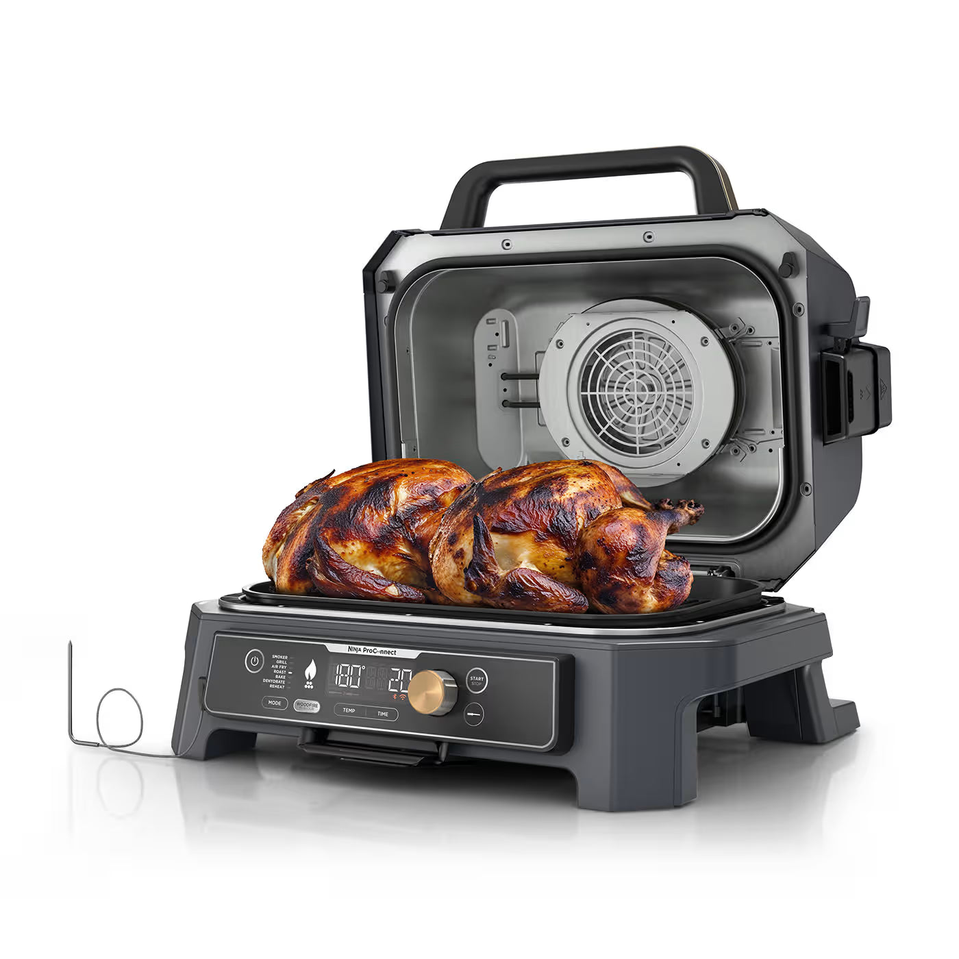 Ninja Woodfire Pro Connect XL Elektrischer Outdoor Grill & Smoker mit Abdeckung – Blau & Gold