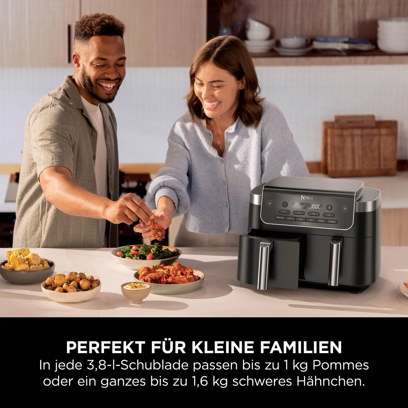 Ninja DualZone 7,6-l-Heißluftfritteuse mit 2 Schubladen