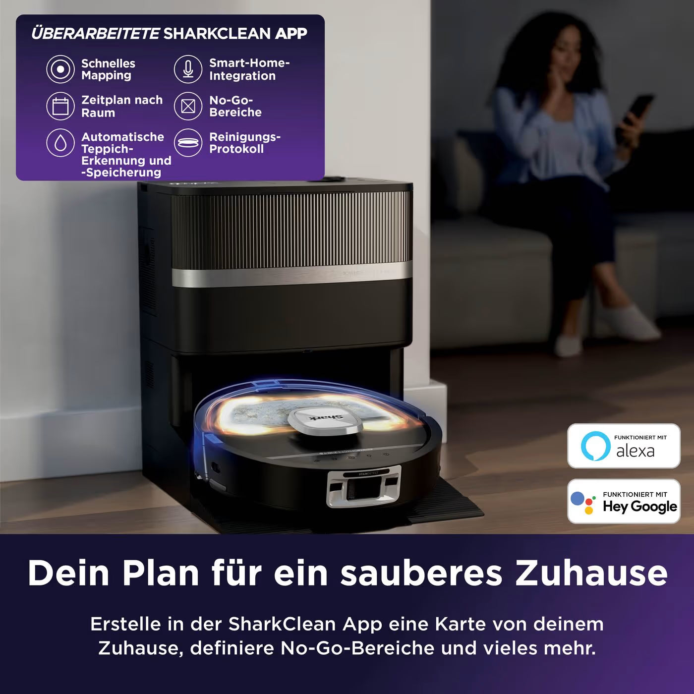 Shark PowerDetect UV Reveal 2-in-1 Saug- und Wischroboter – Schwarz