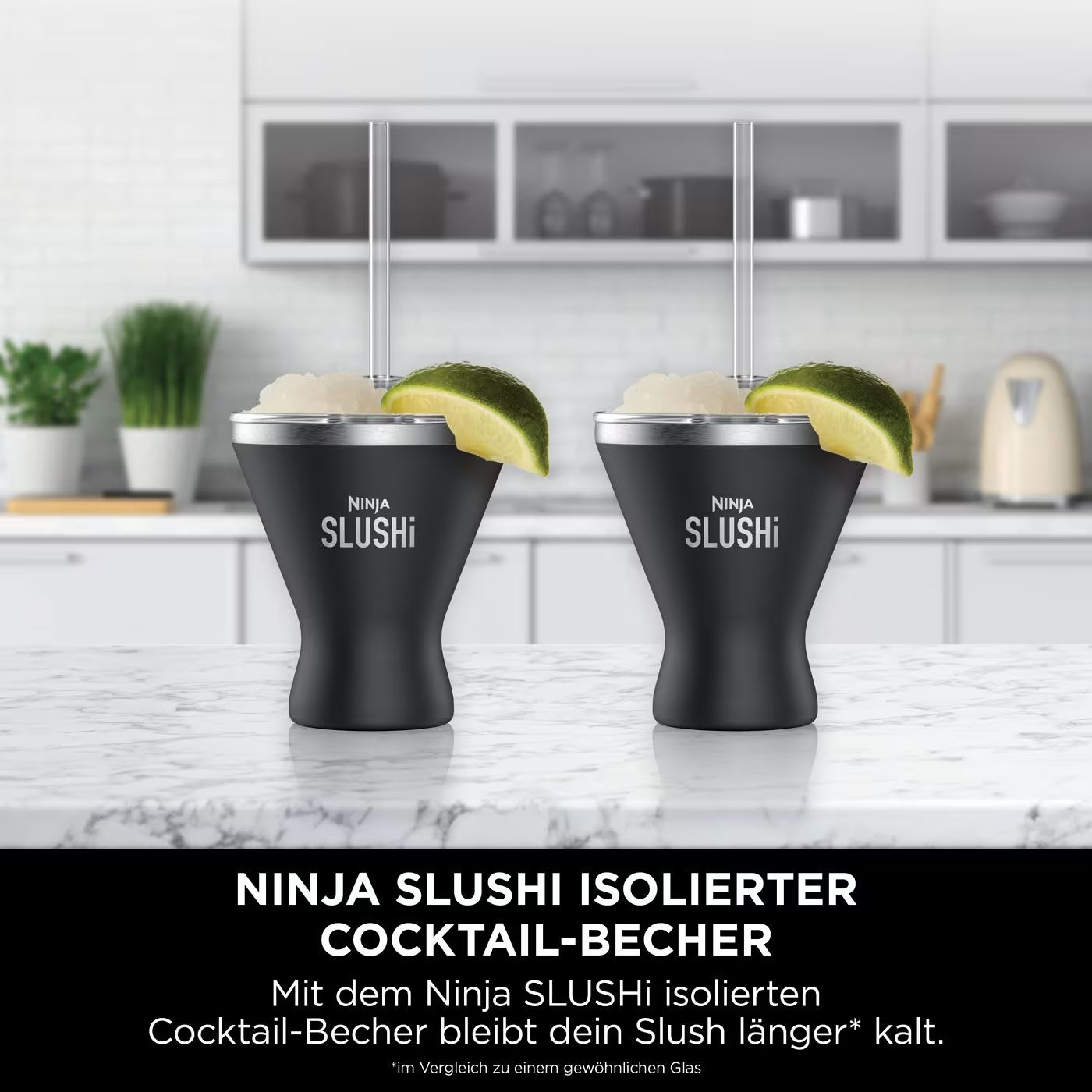 Ninja SLUSHi isolierter Cocktailbecher mit Deckel 2er-Set – Schwarz XSKMRG2BKEUK